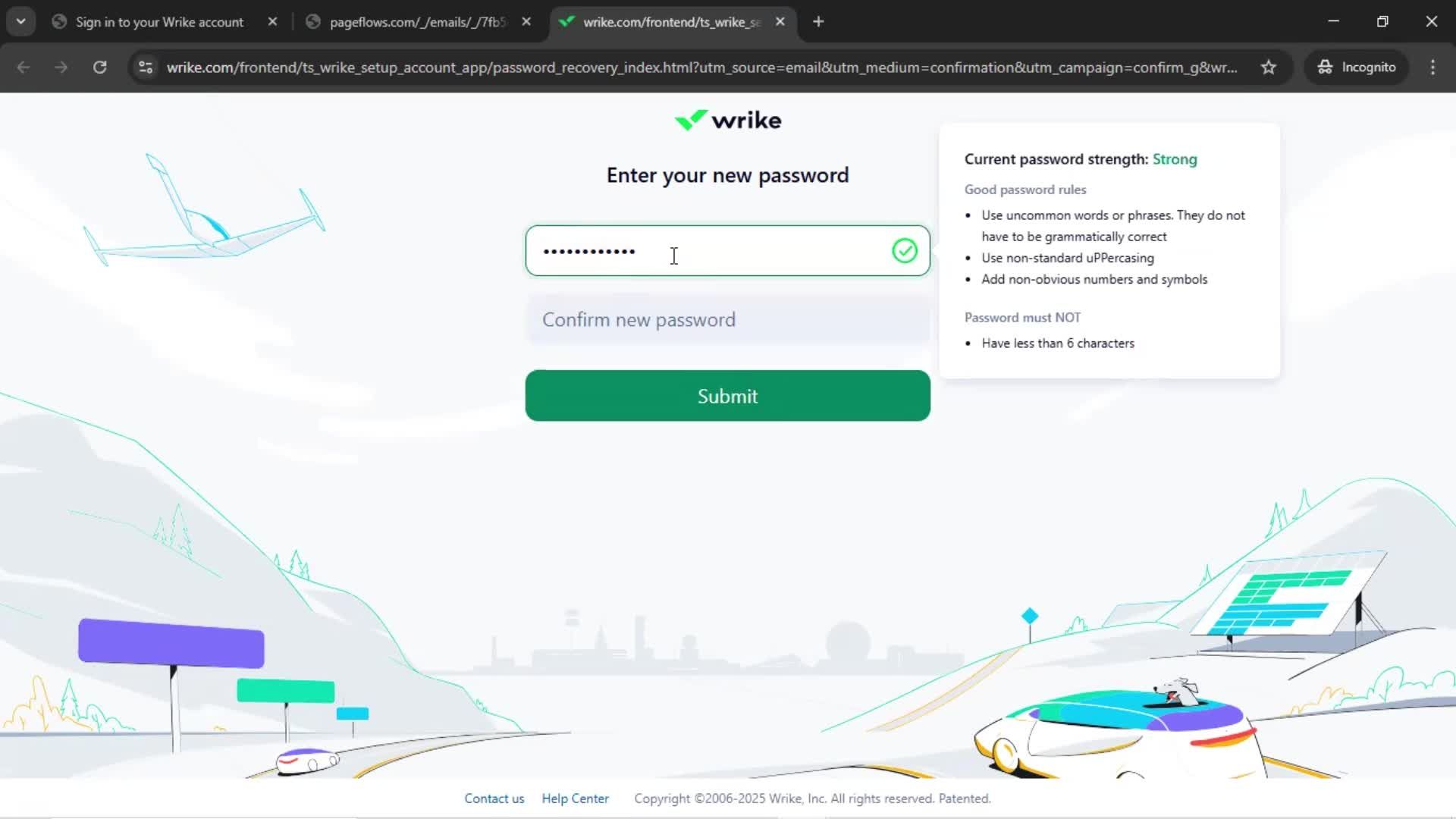 Resetting password screenshot