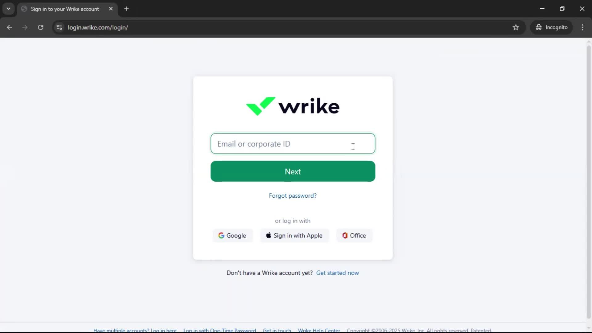 Resetting password screenshot