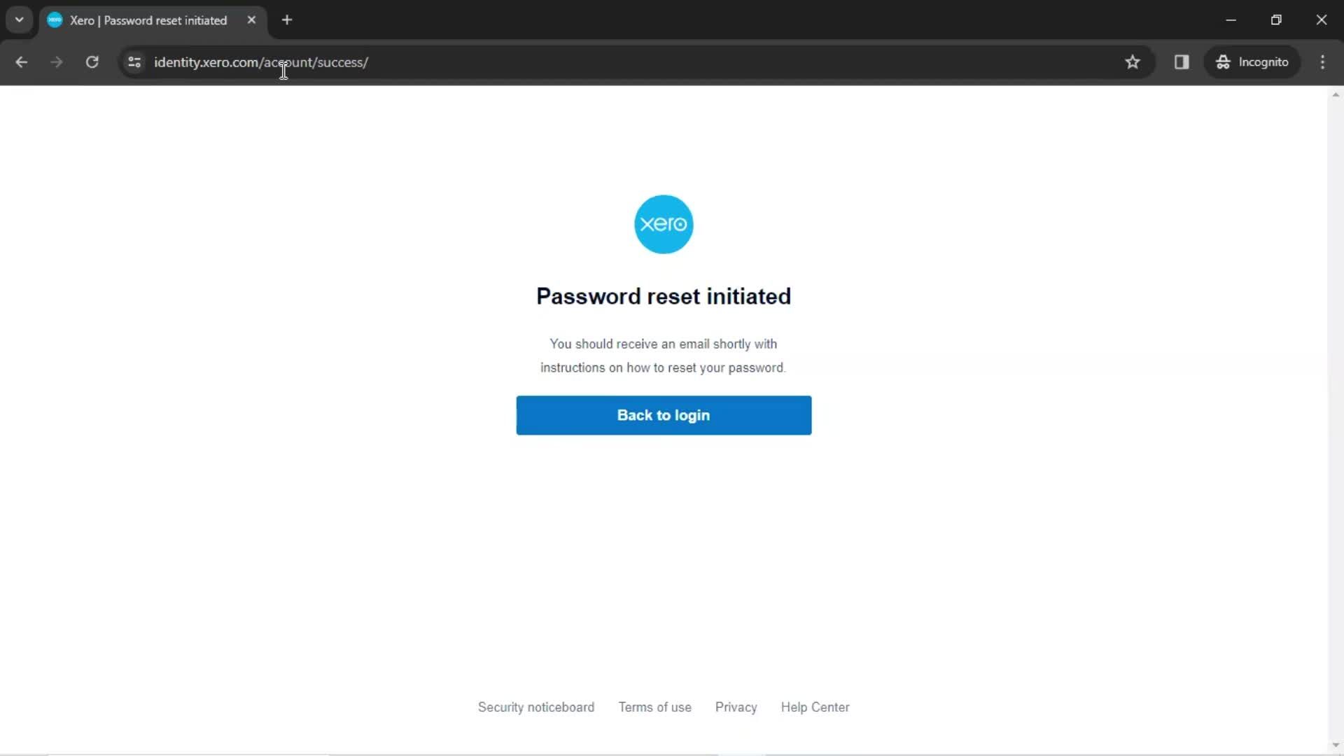 Resetting password screenshot