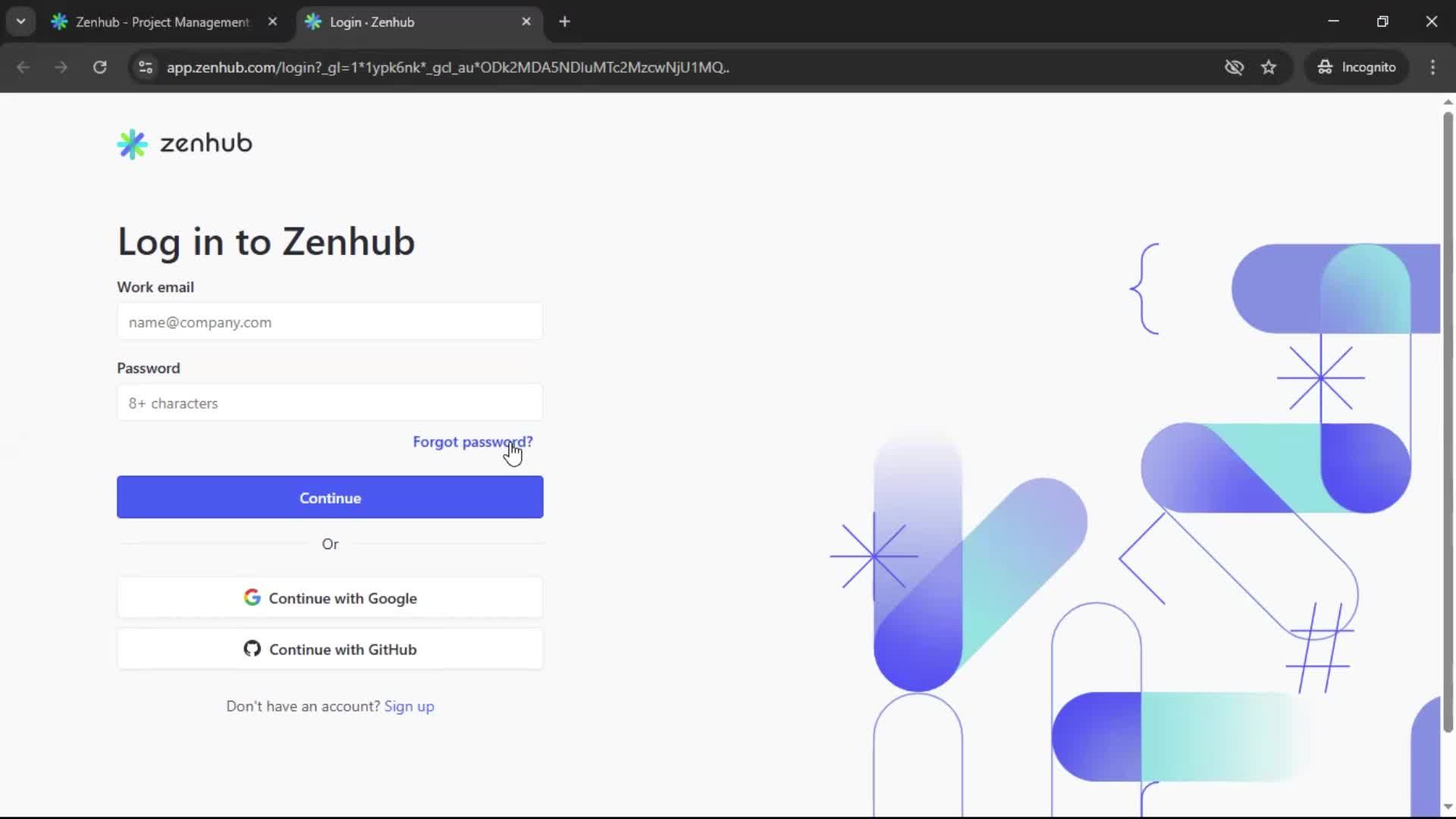 Resetting password screenshot