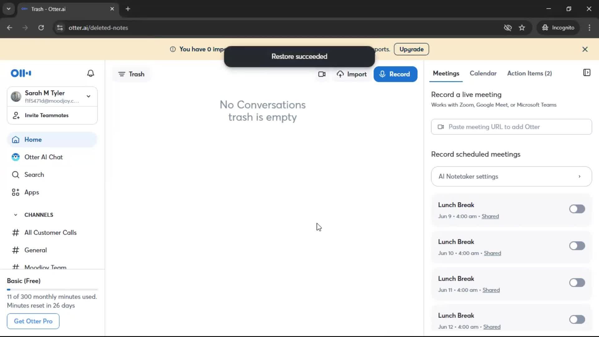 Restoring deleted files screenshot