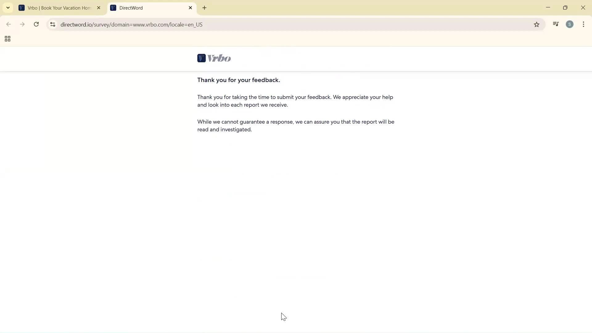 Giving feedback screenshot