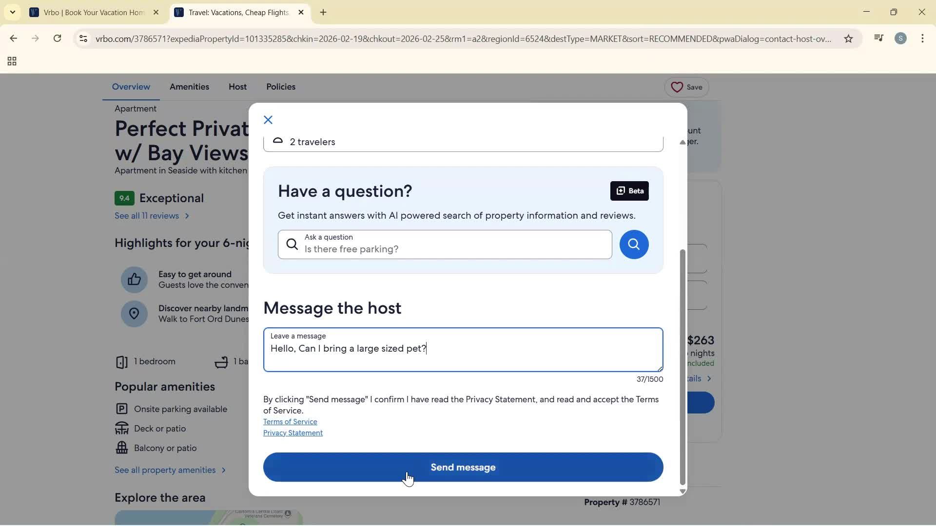 Sending messages screenshot