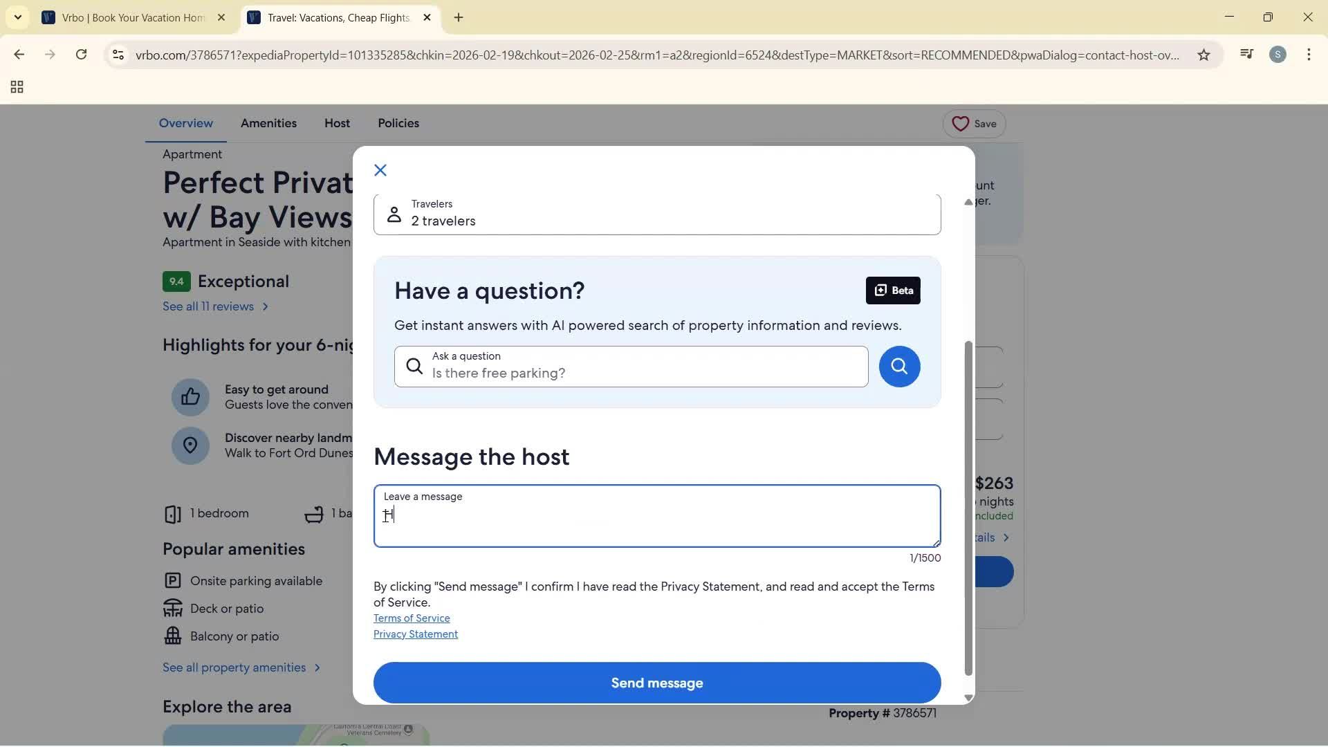 Sending messages screenshot