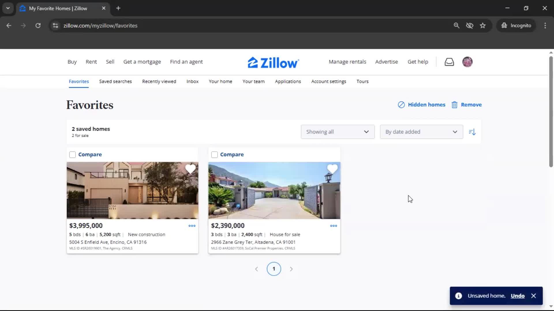 Adding to favorites screenshot