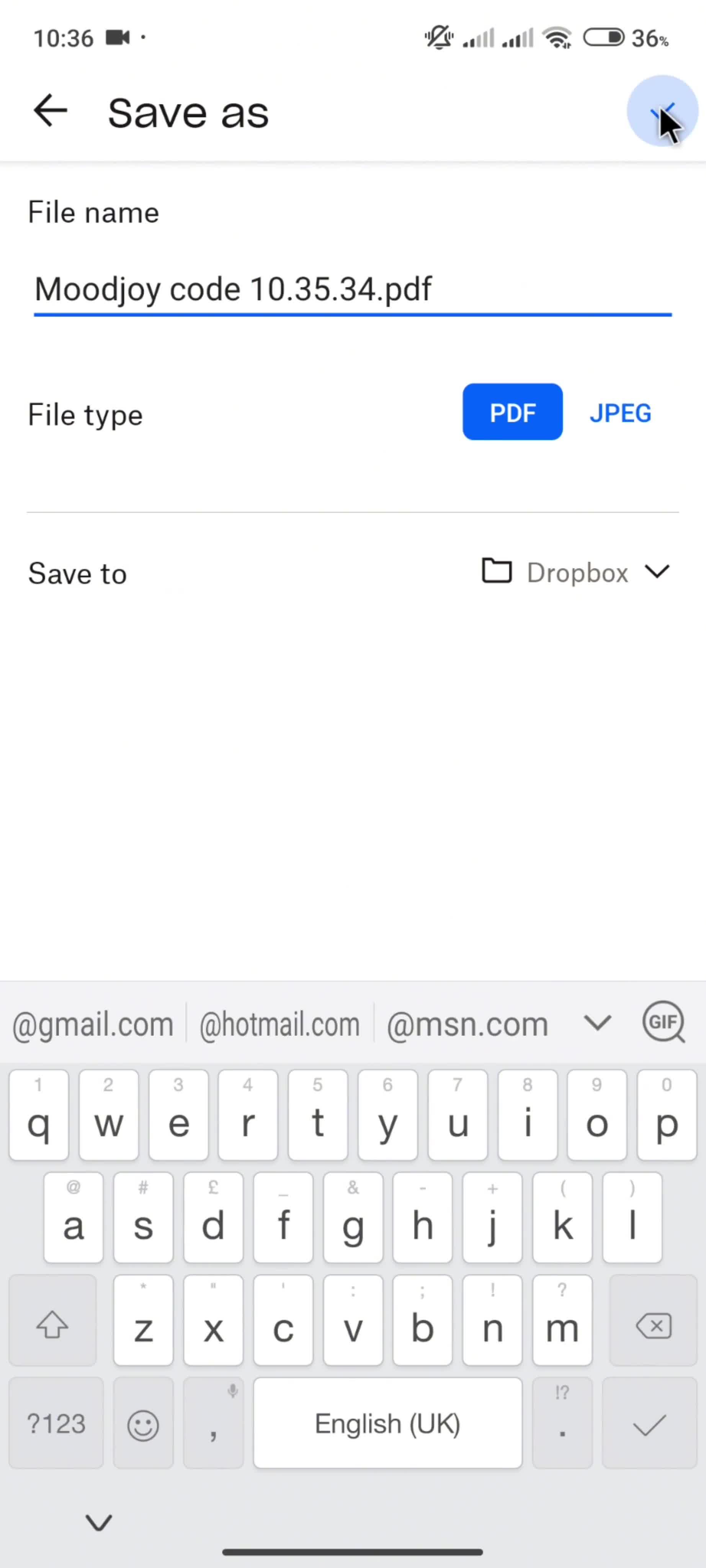 Scanning a document screenshot