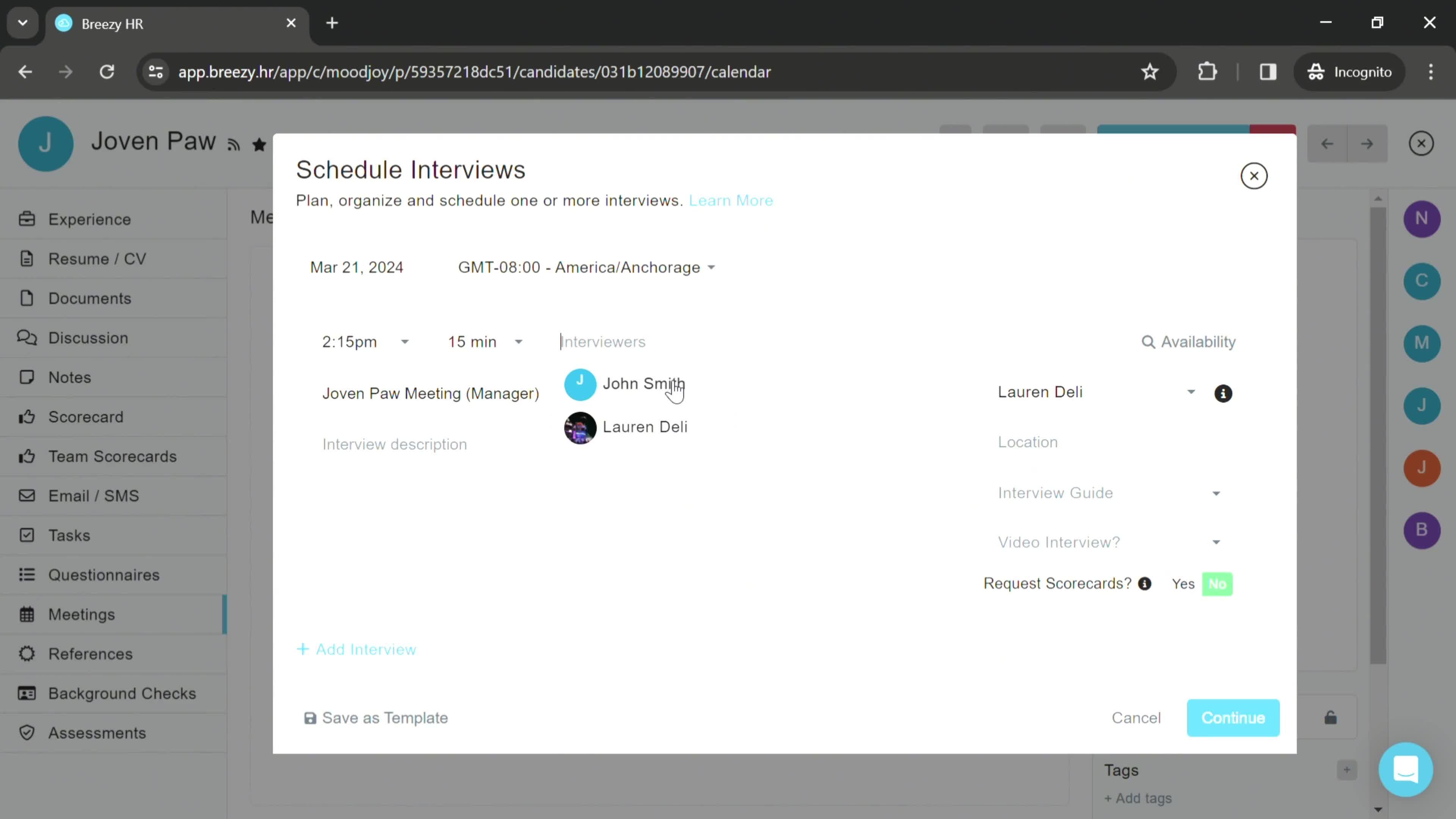 Scheduling an interview on Breezy HR video thumbnail