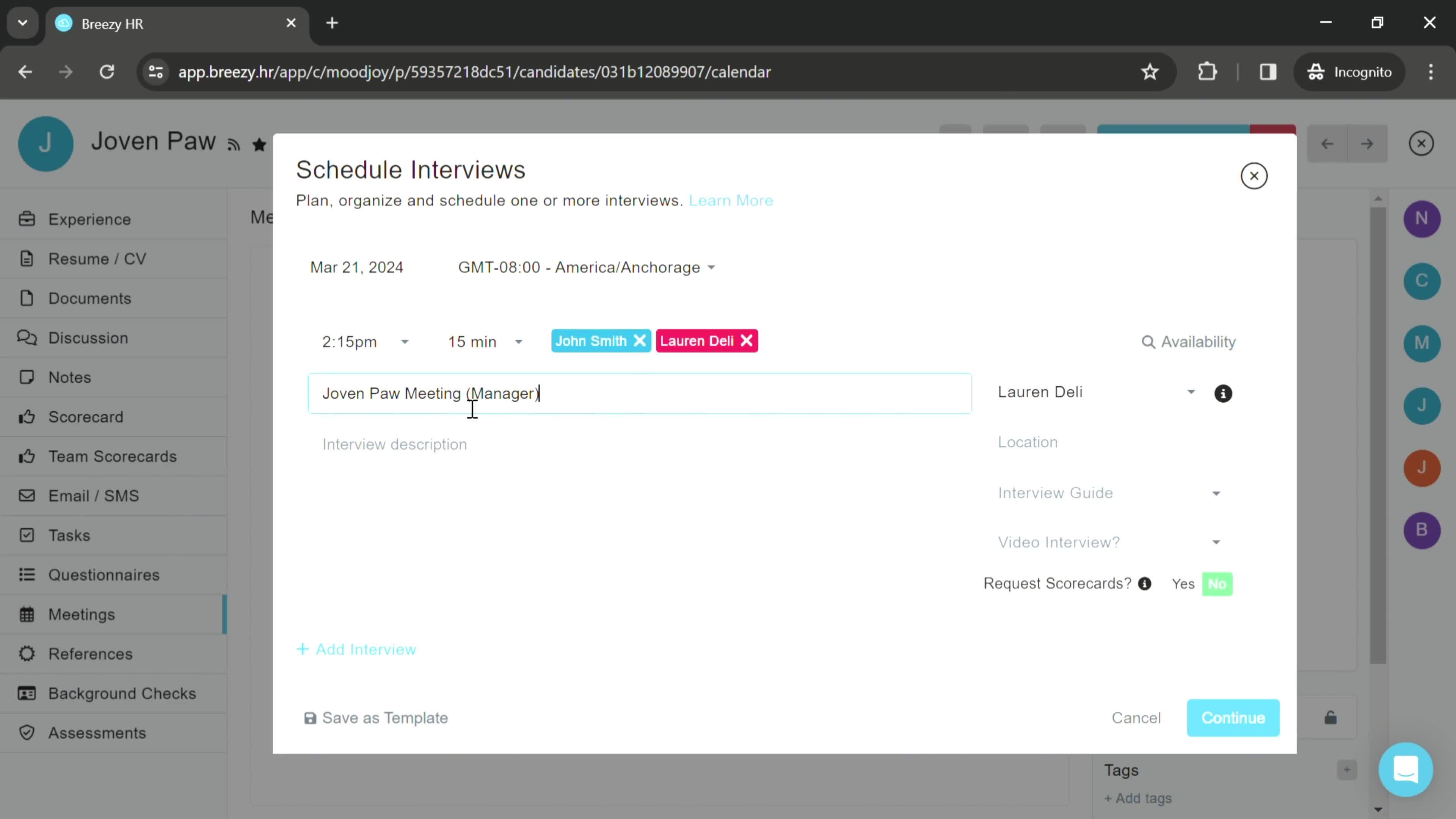 Scheduling an interview on Breezy HR video thumbnail