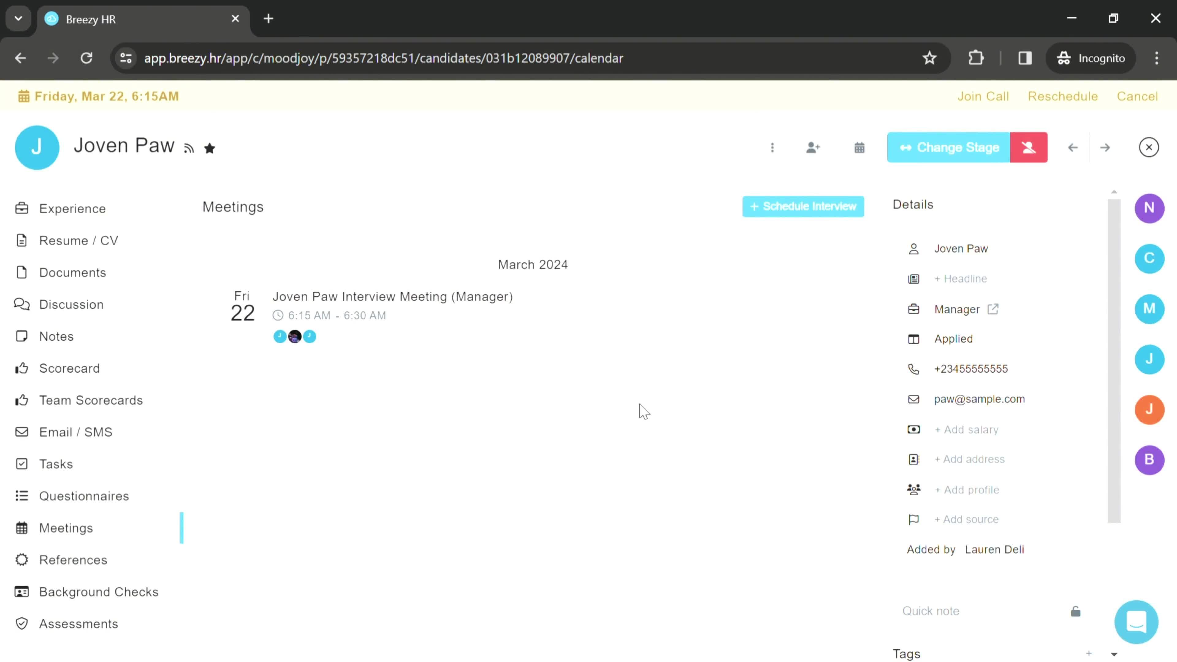Scheduling an interview on Breezy HR video thumbnail