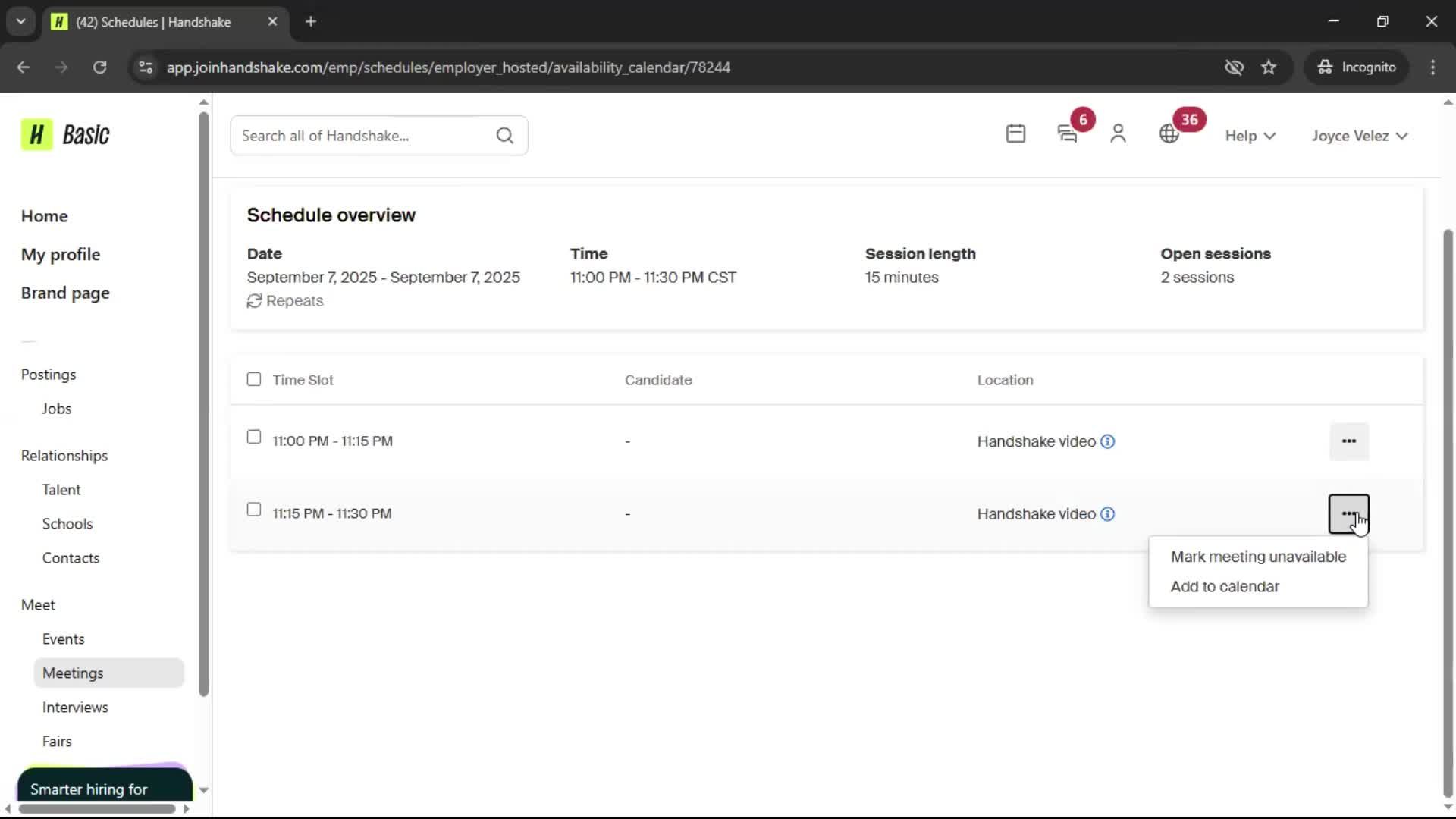 Scheduling a meeting on Handshake video thumbnail