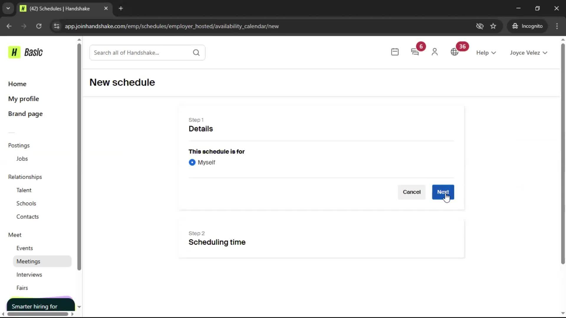 Scheduling a meeting on Handshake video thumbnail