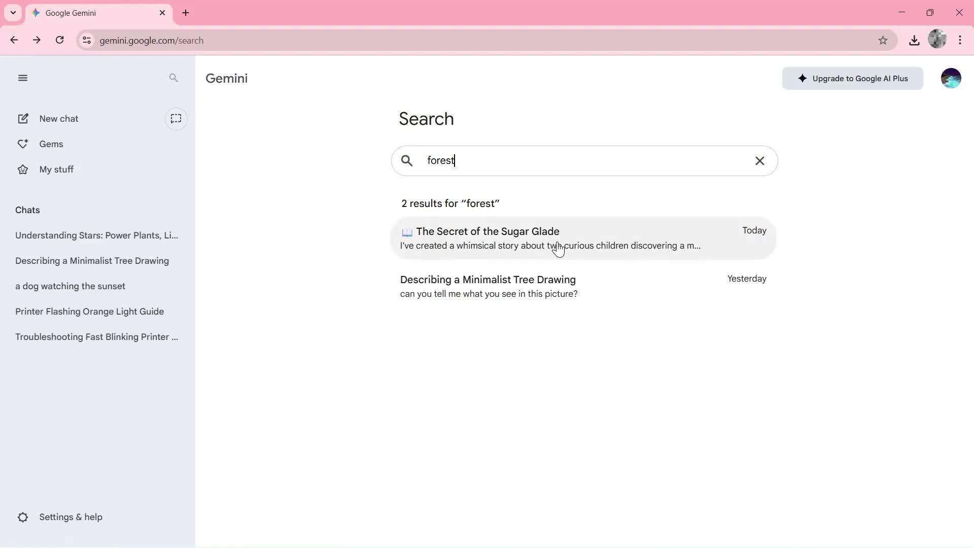 Searching screenshot