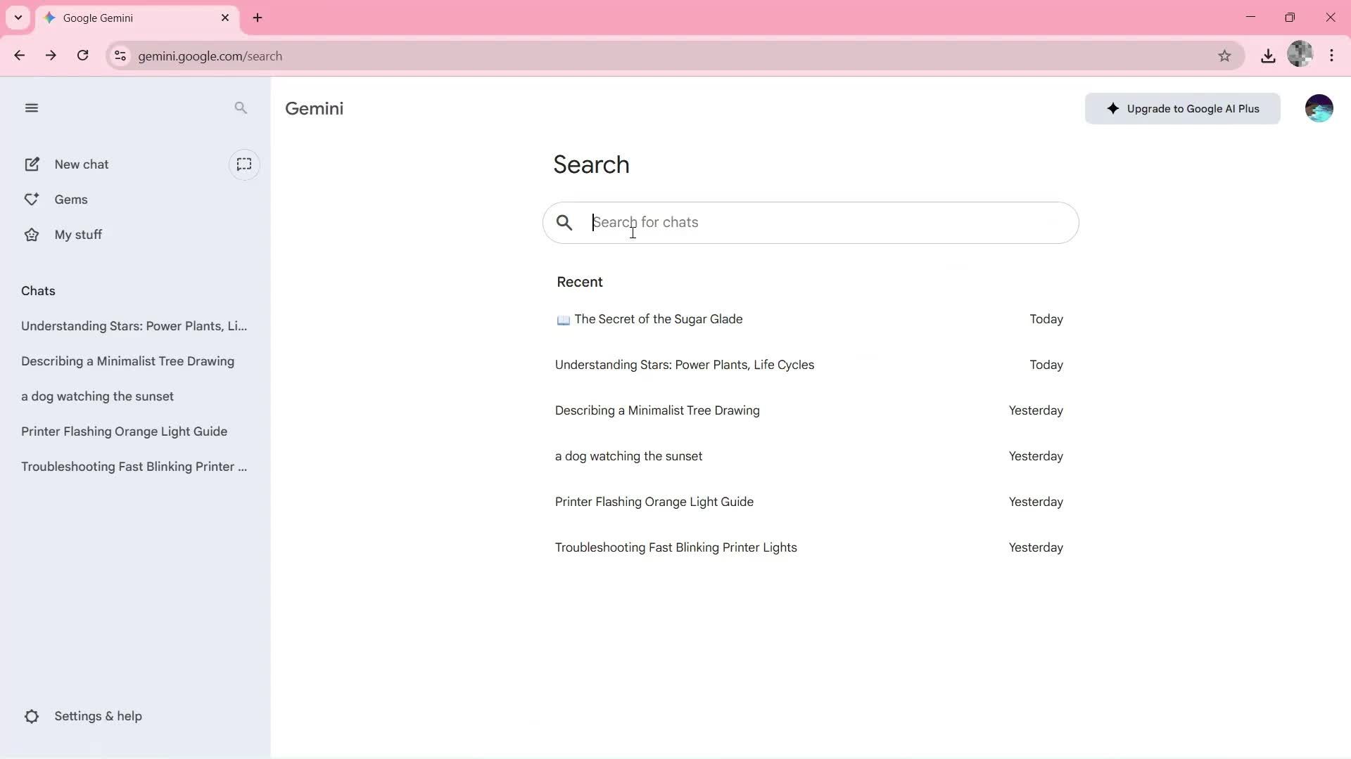 Searching screenshot