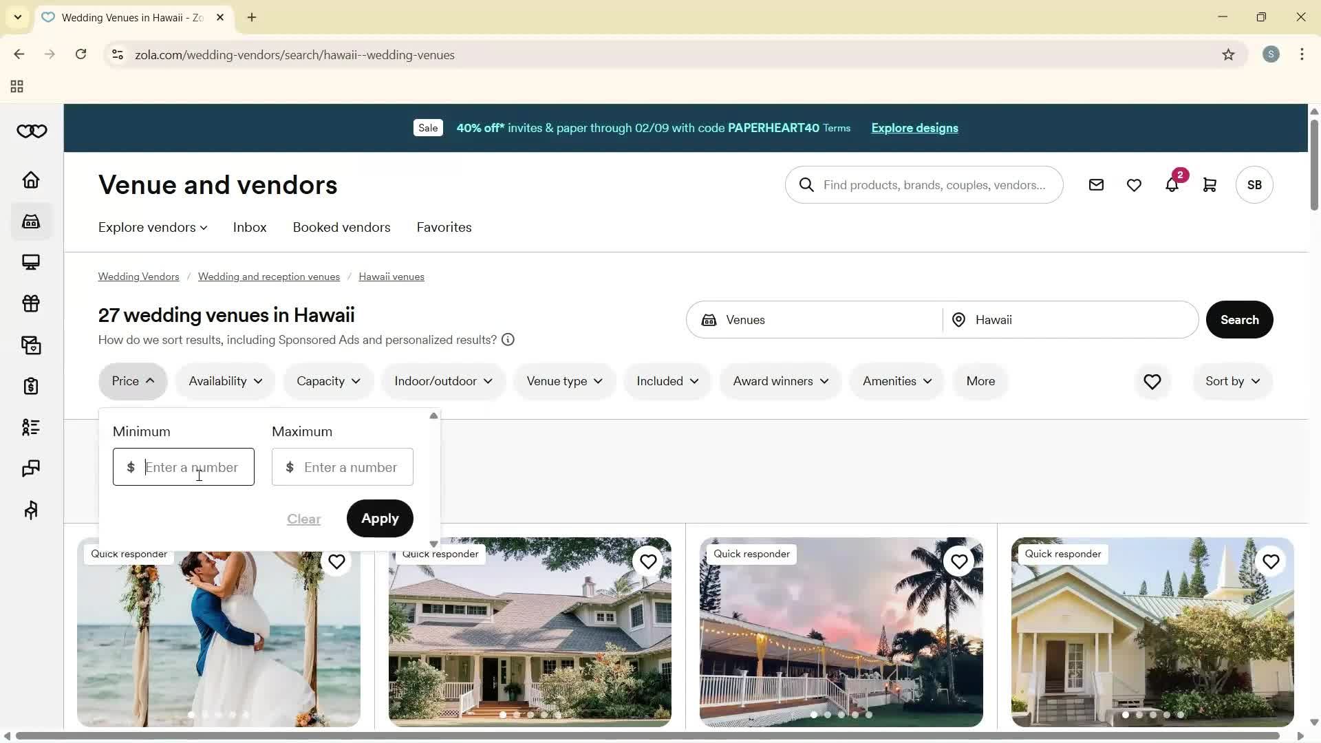 Filtering and sorting screenshot