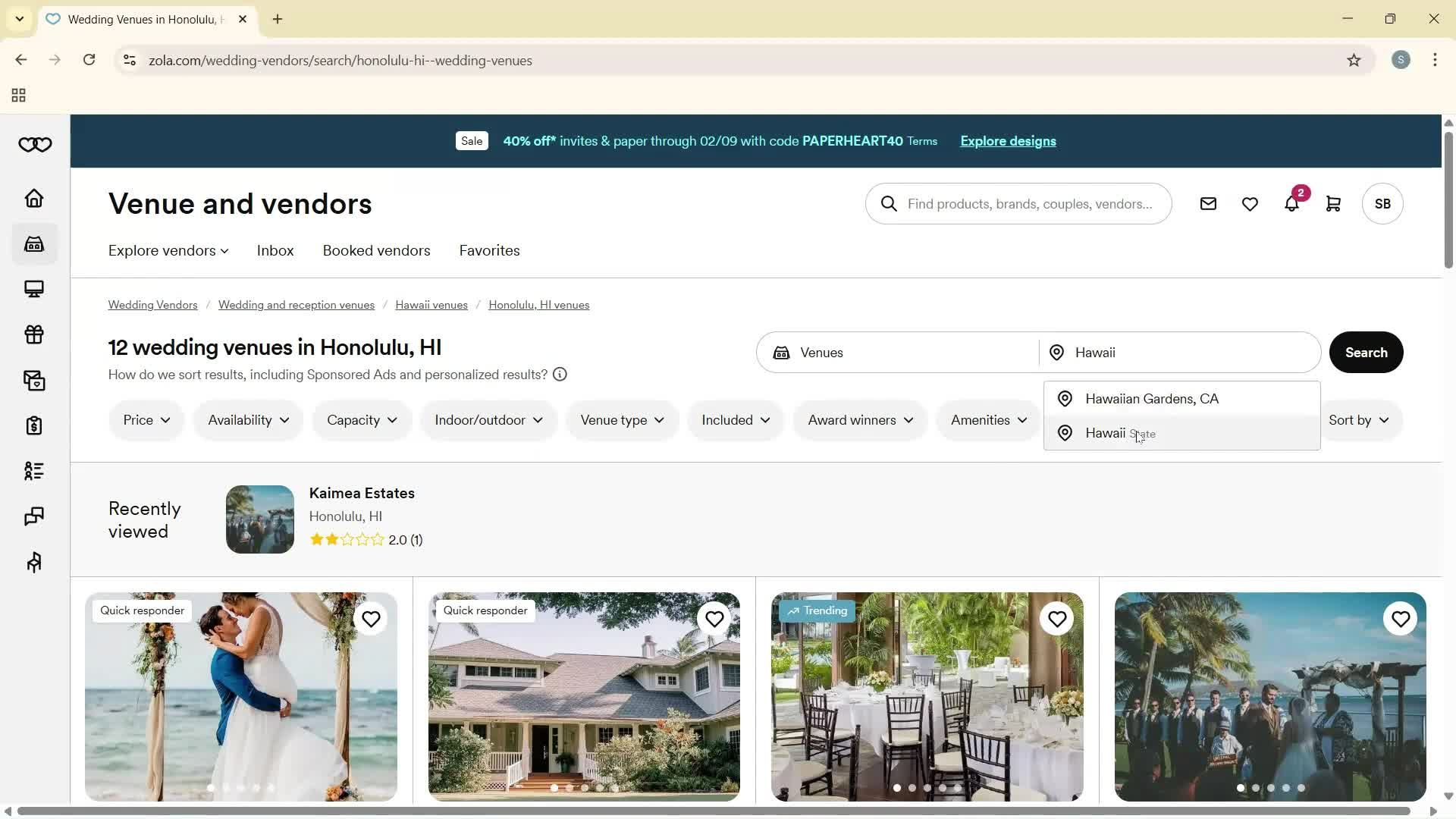 Filtering and sorting screenshot