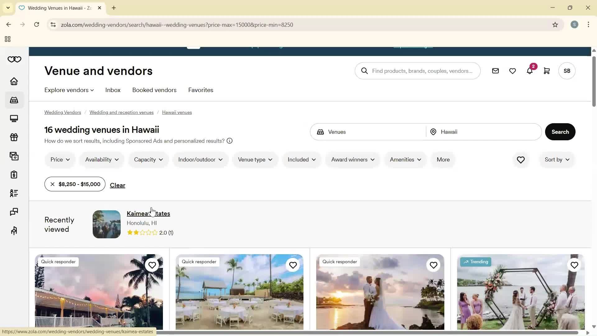Filtering and sorting screenshot