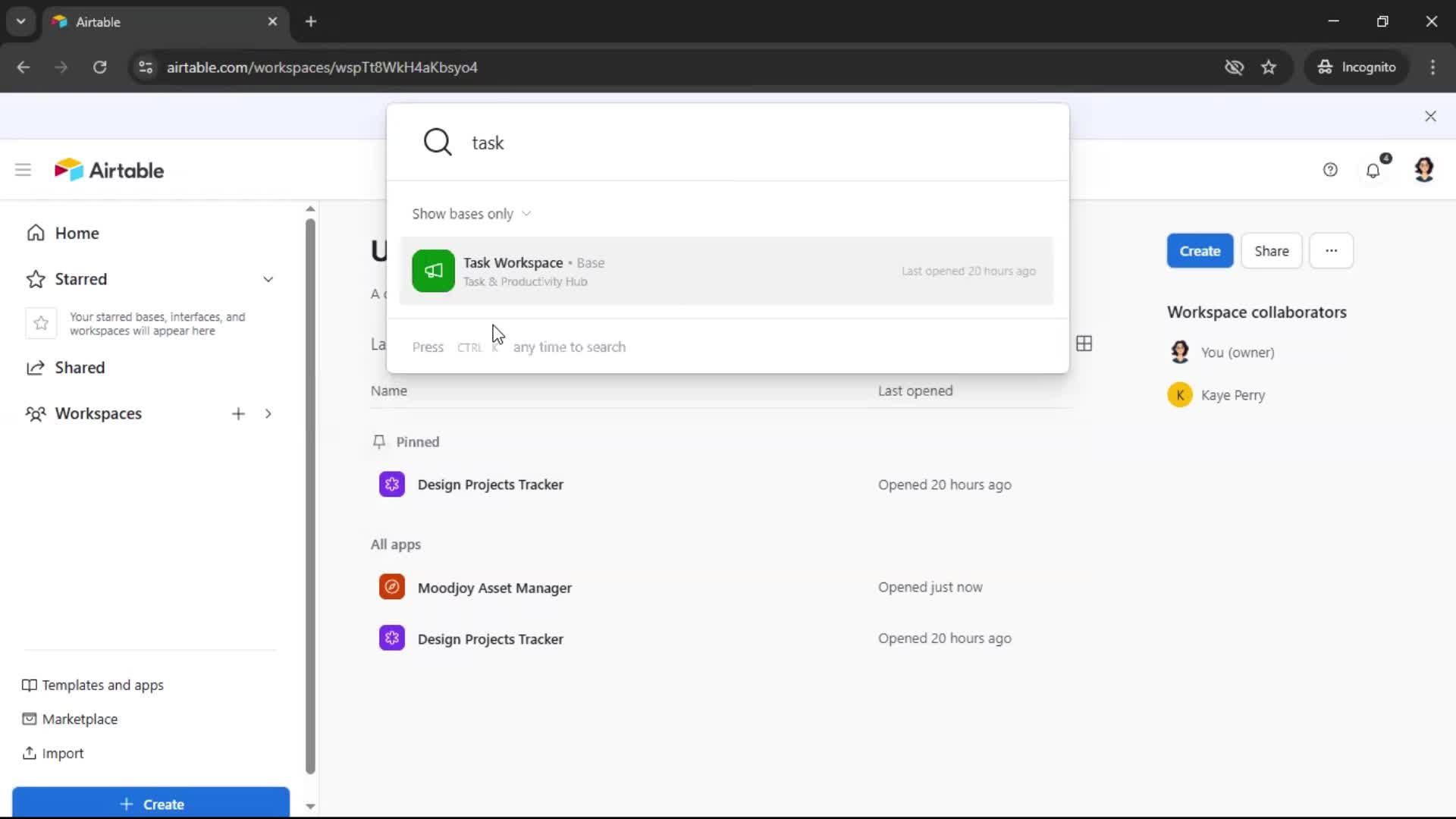 Searching screenshot