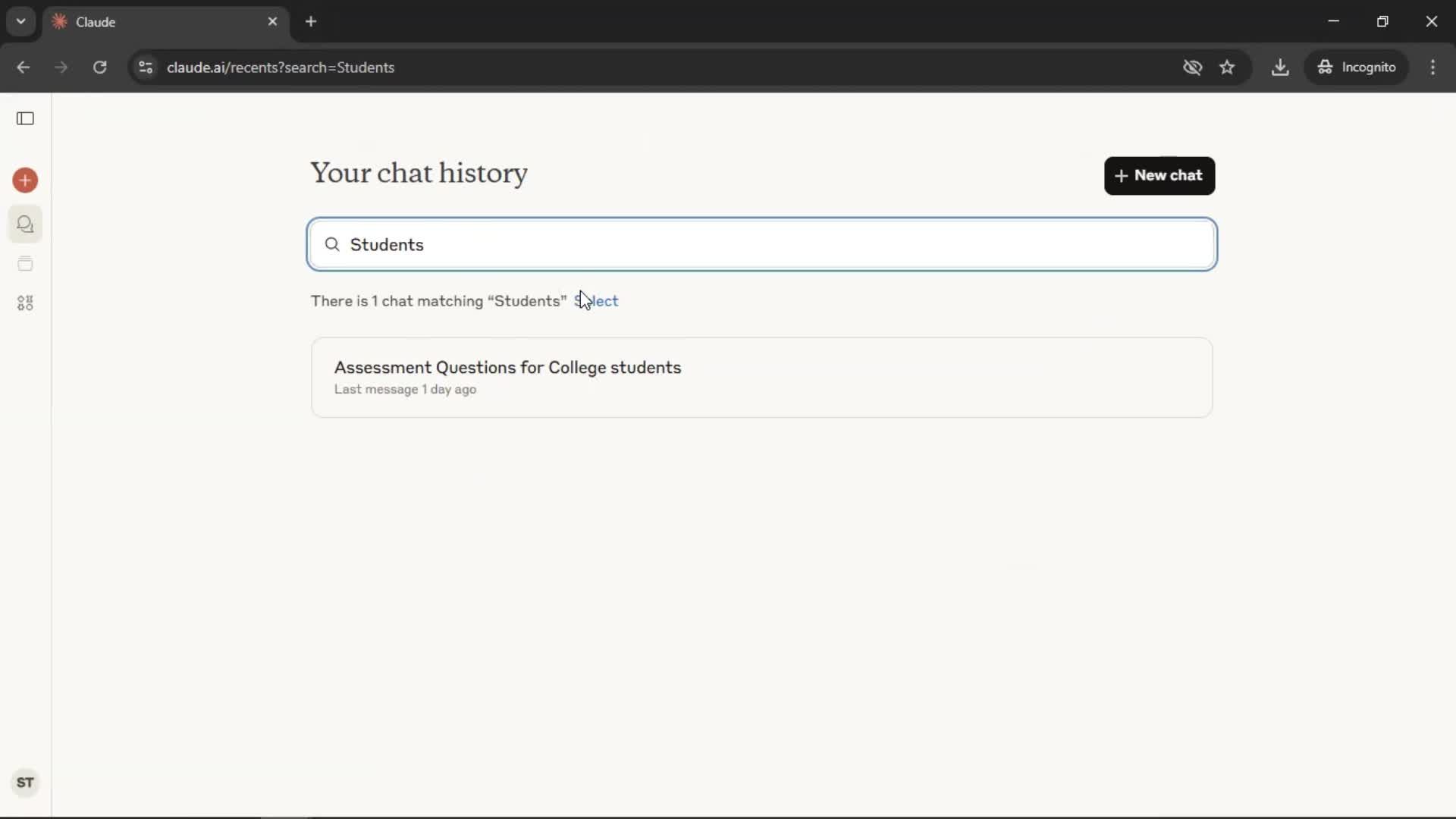 Searching screenshot