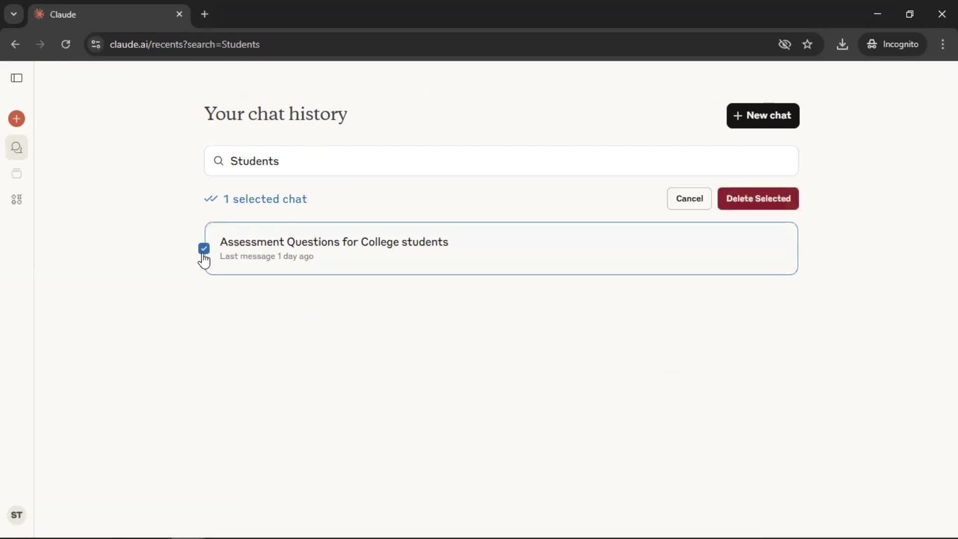 Searching screenshot