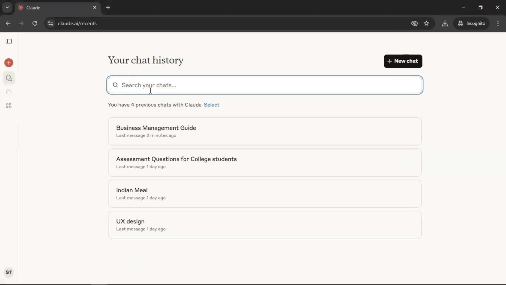 Searching screenshot