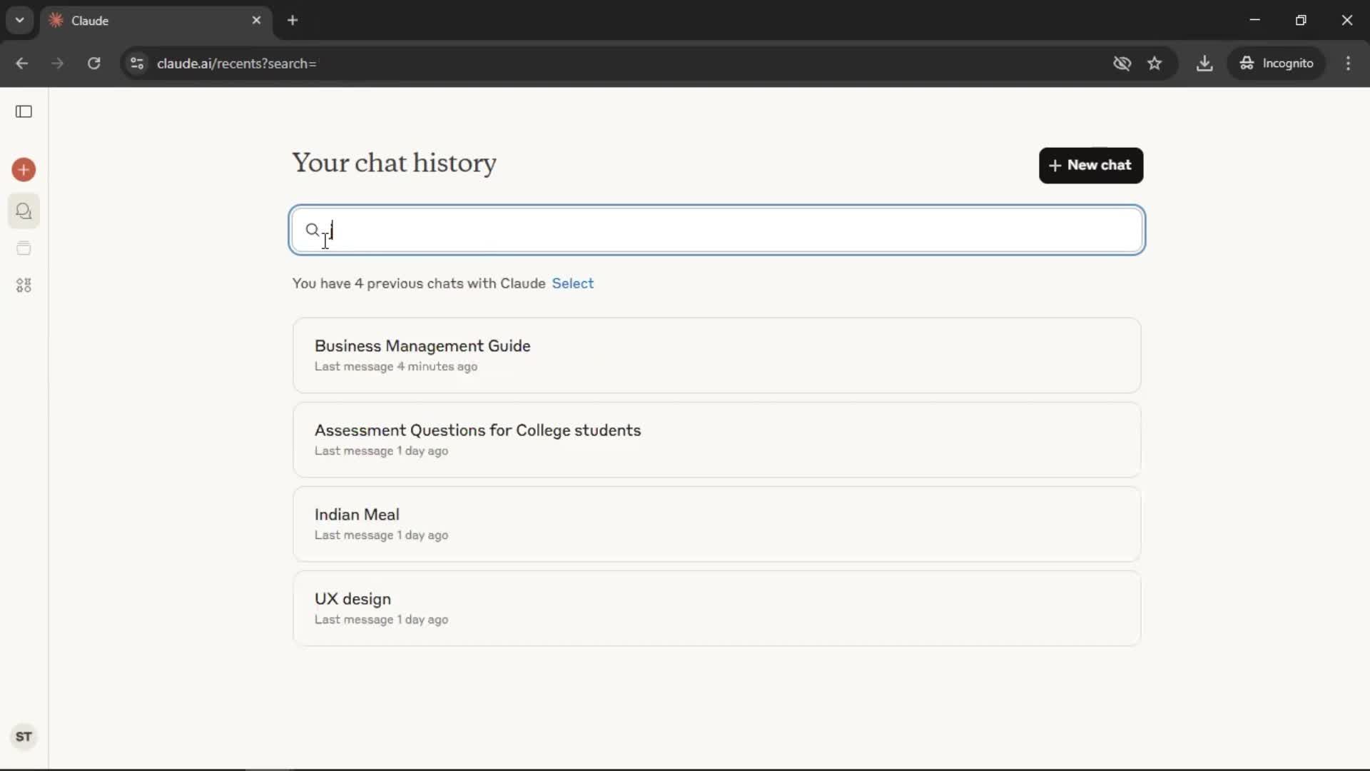 Searching screenshot