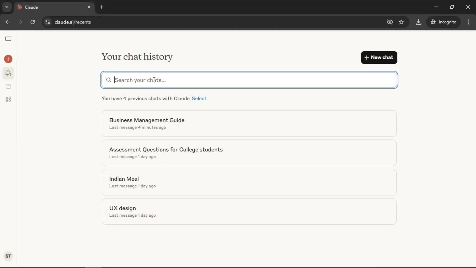 Searching screenshot