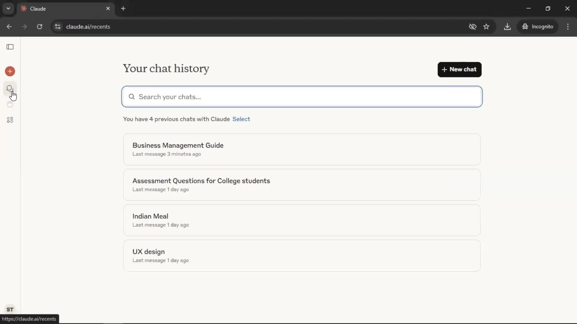 Searching screenshot