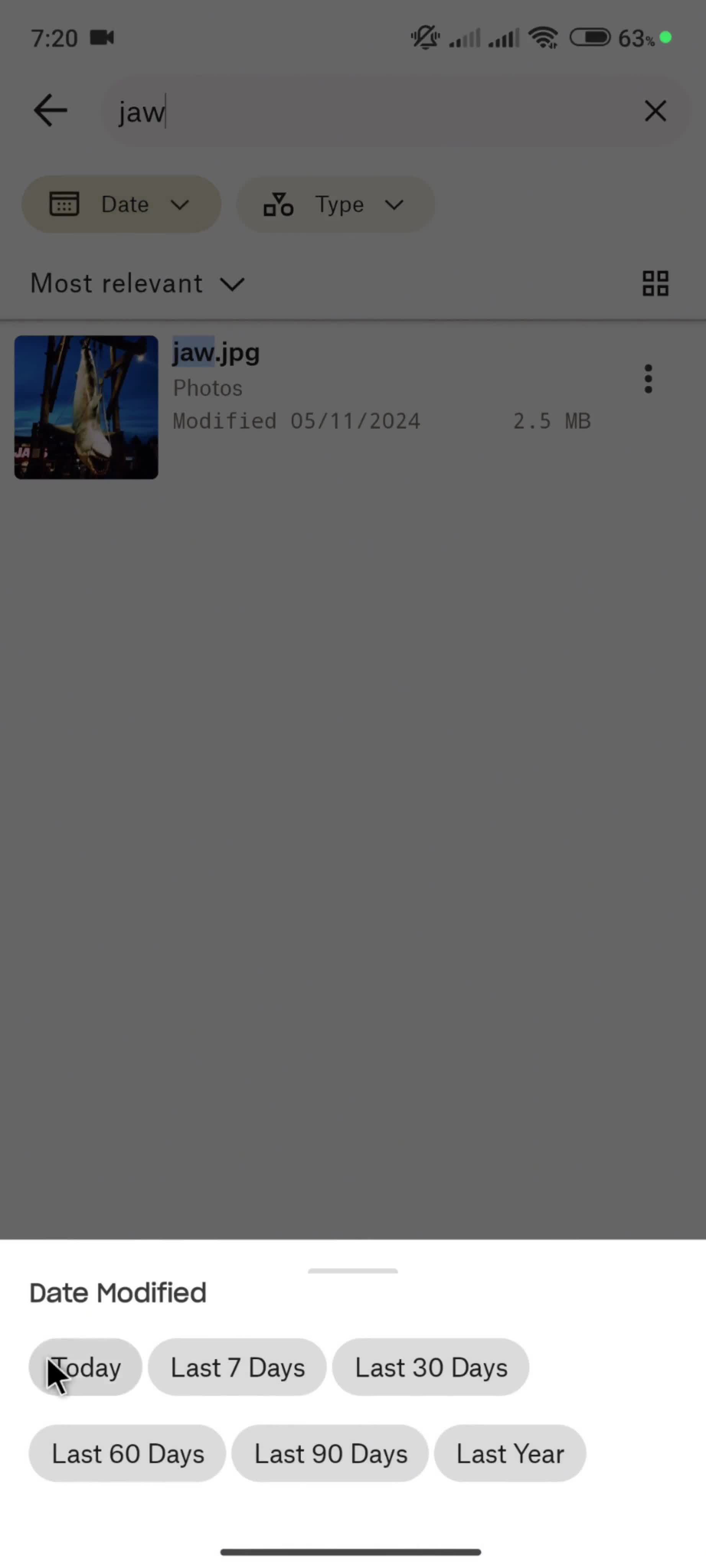Searching screenshot