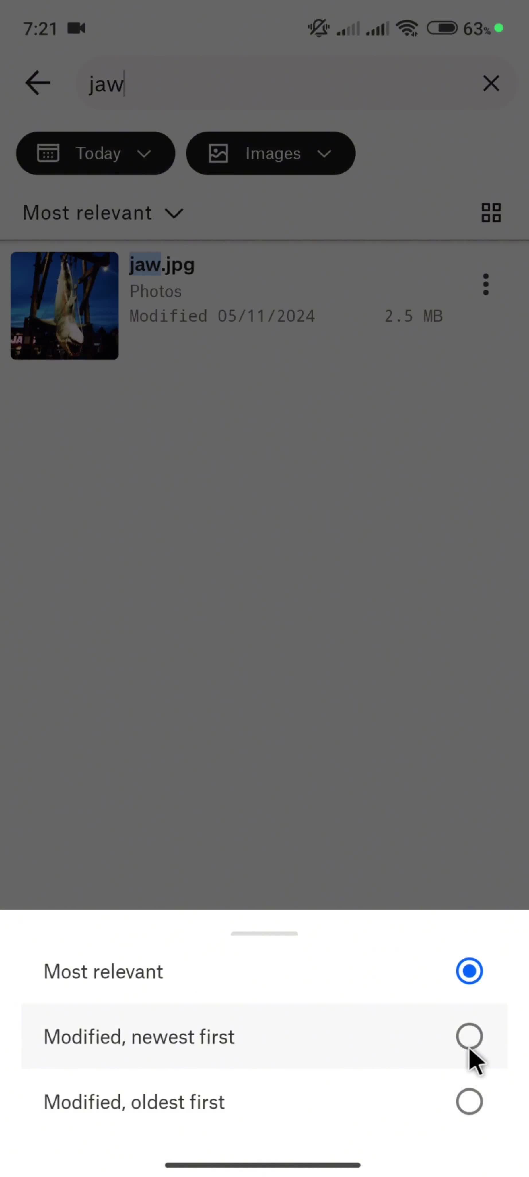 Searching screenshot