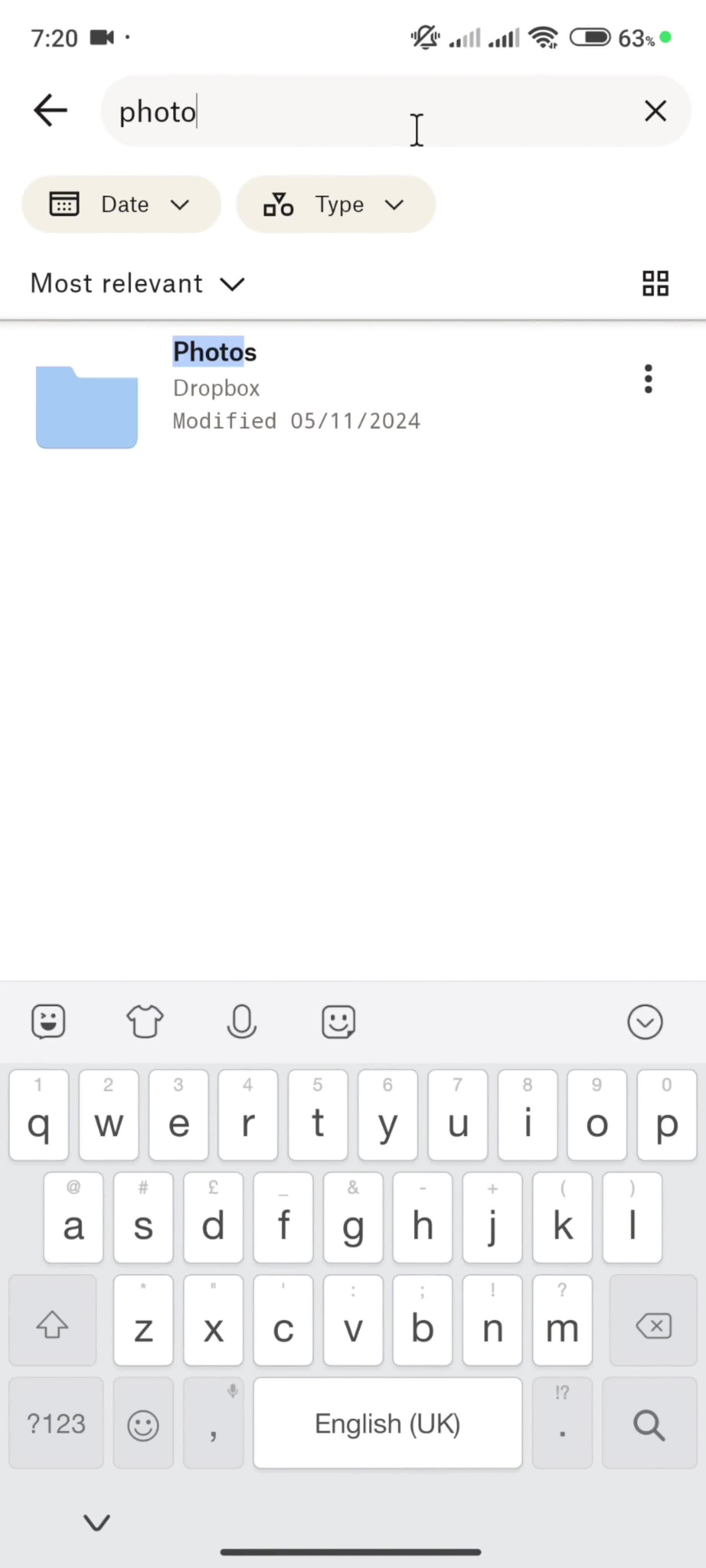 Searching screenshot