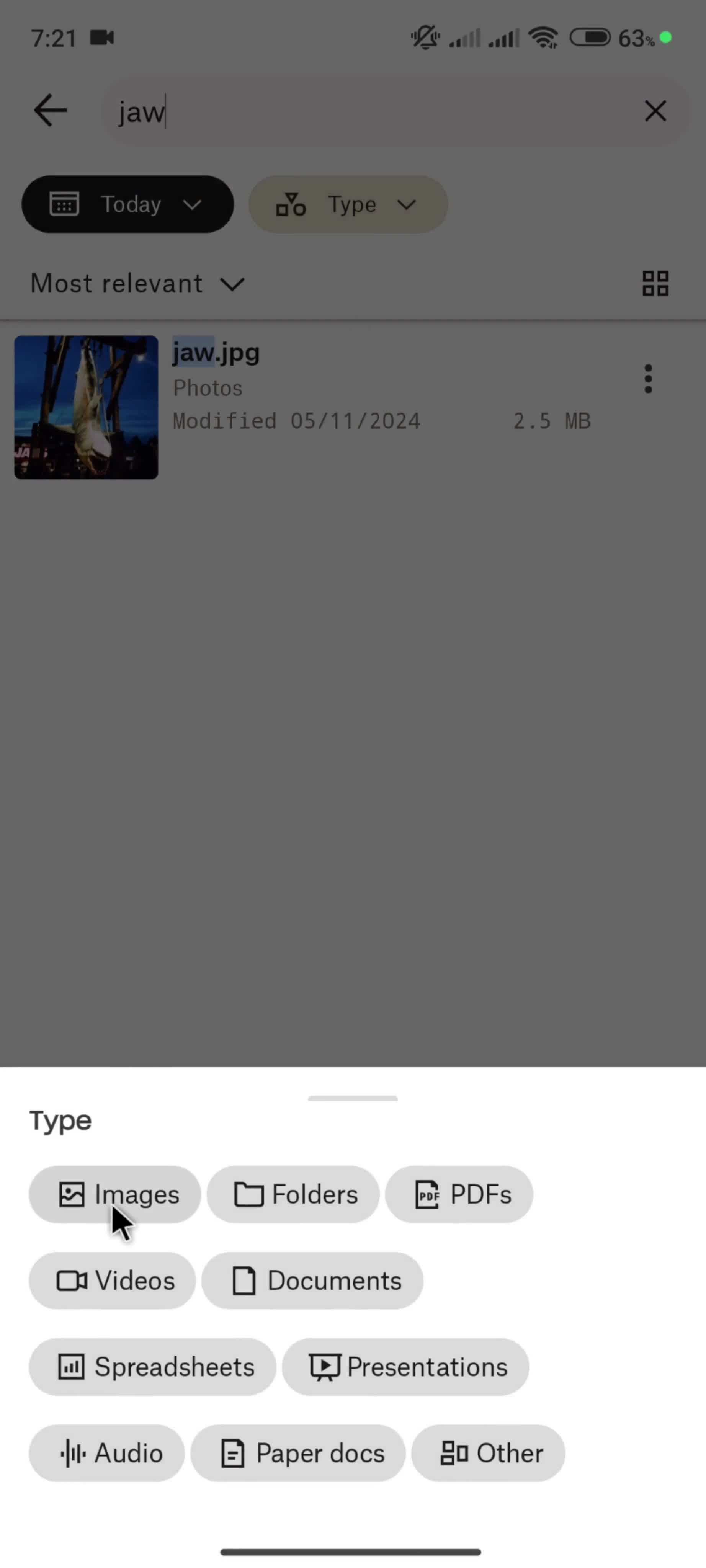 Searching screenshot