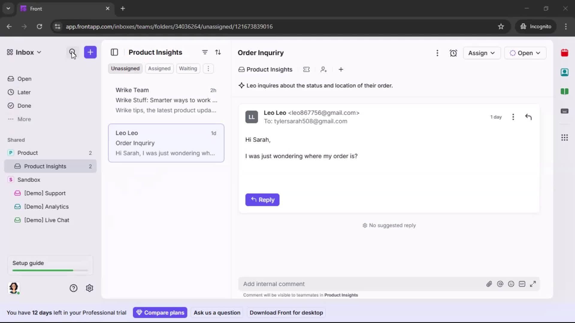 Searching screenshot
