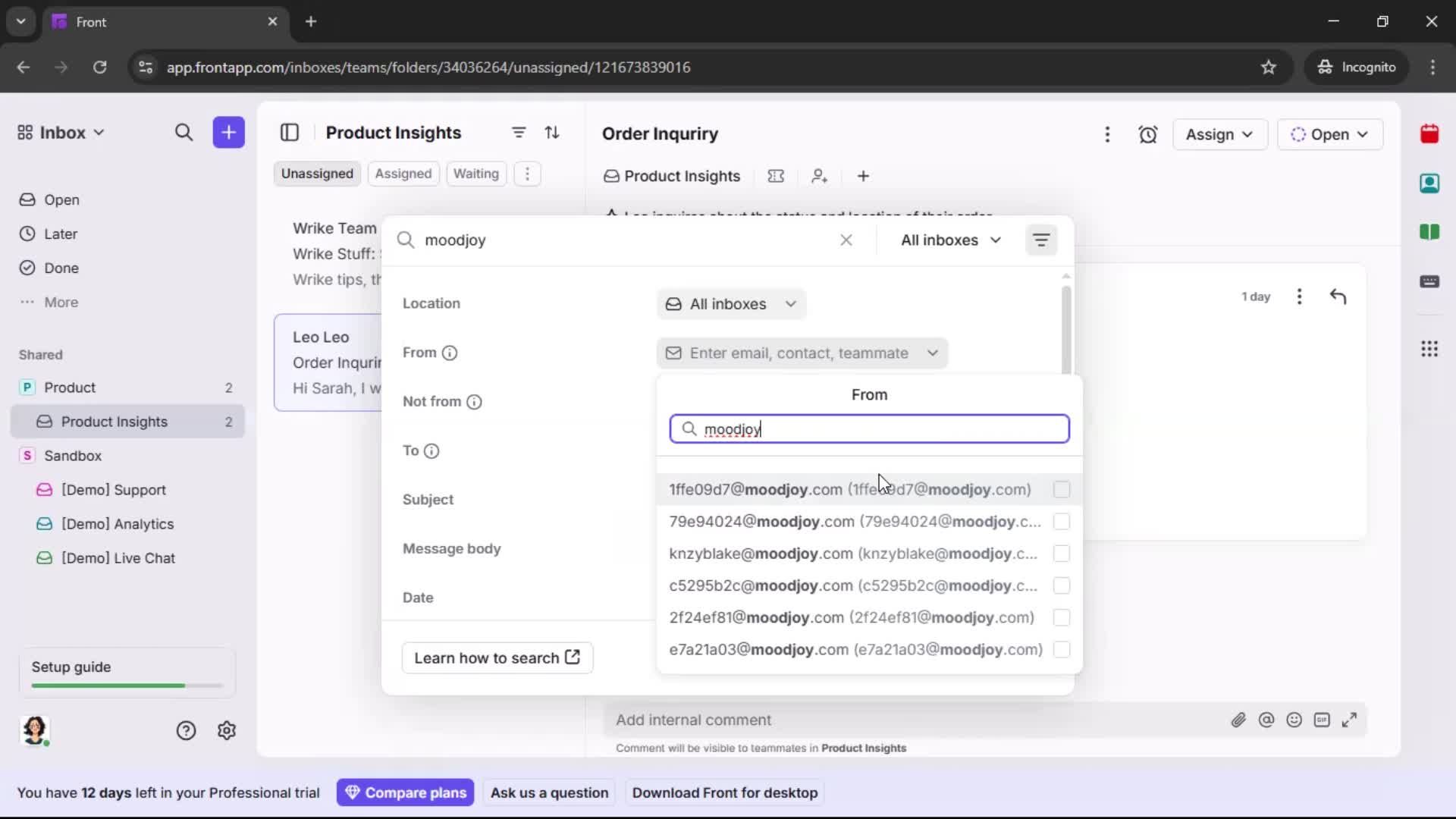 Searching screenshot