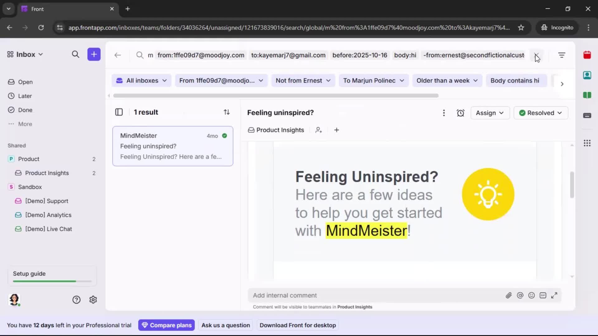 Searching screenshot