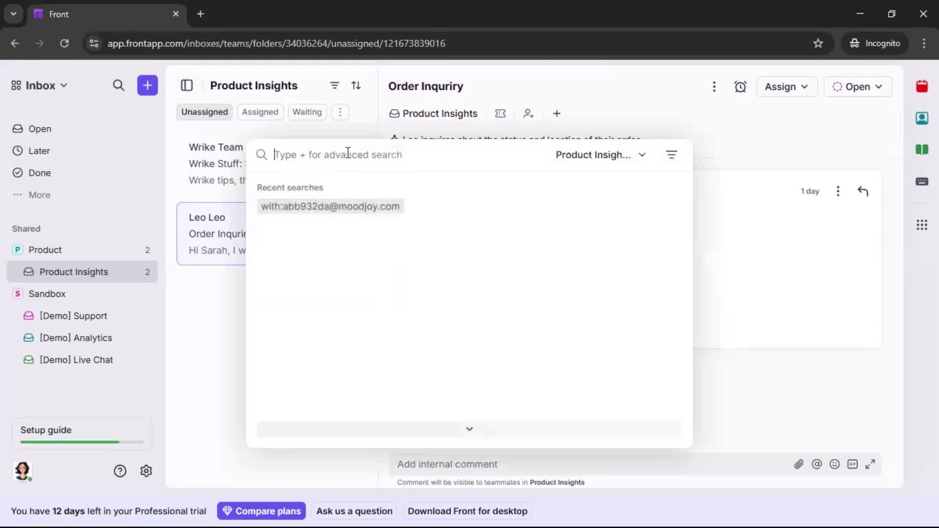 Searching screenshot
