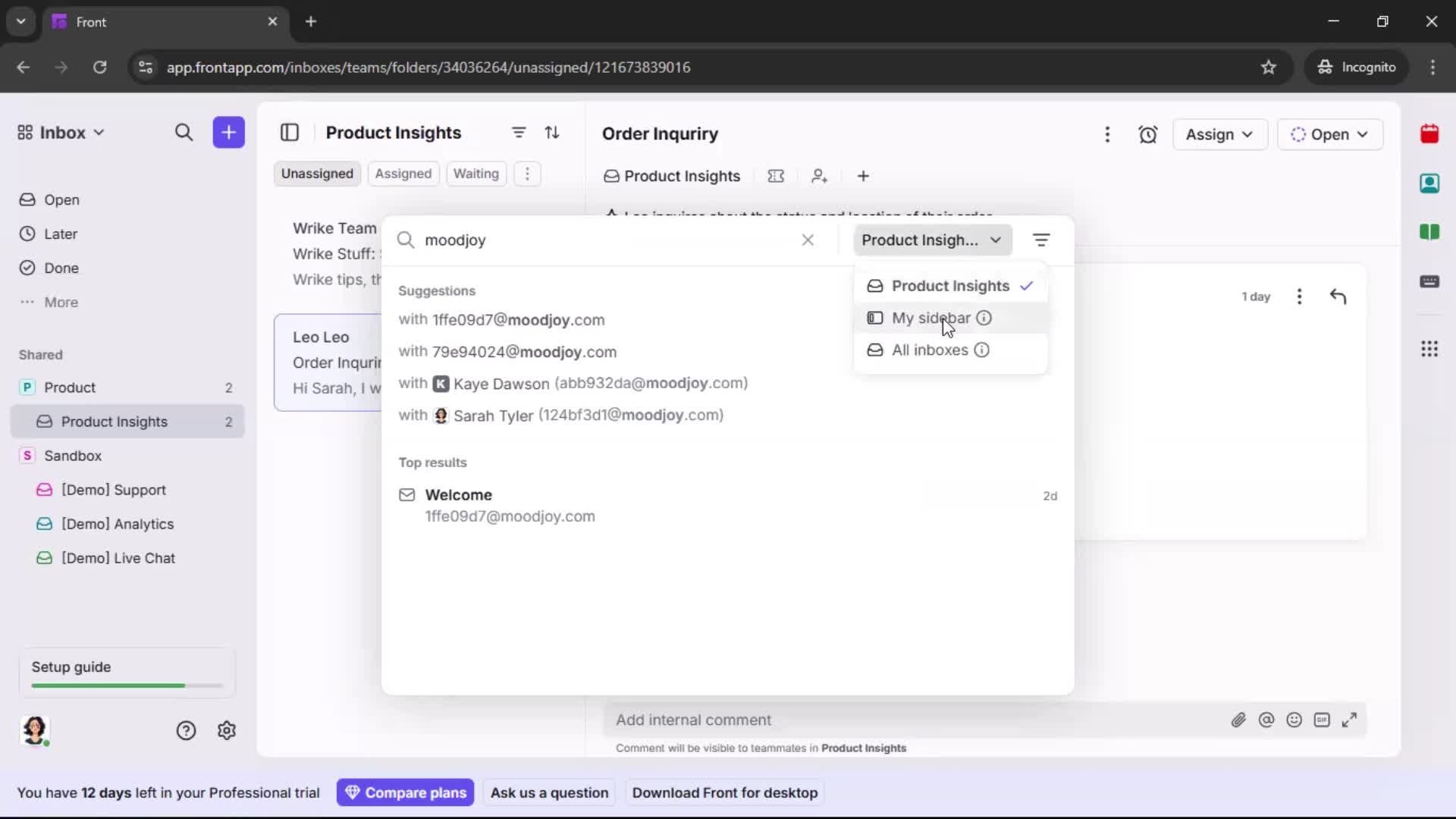 Searching screenshot