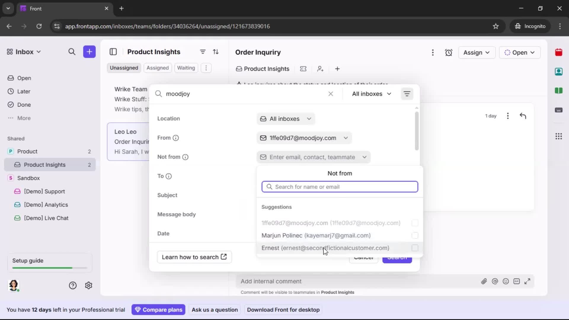 Searching screenshot
