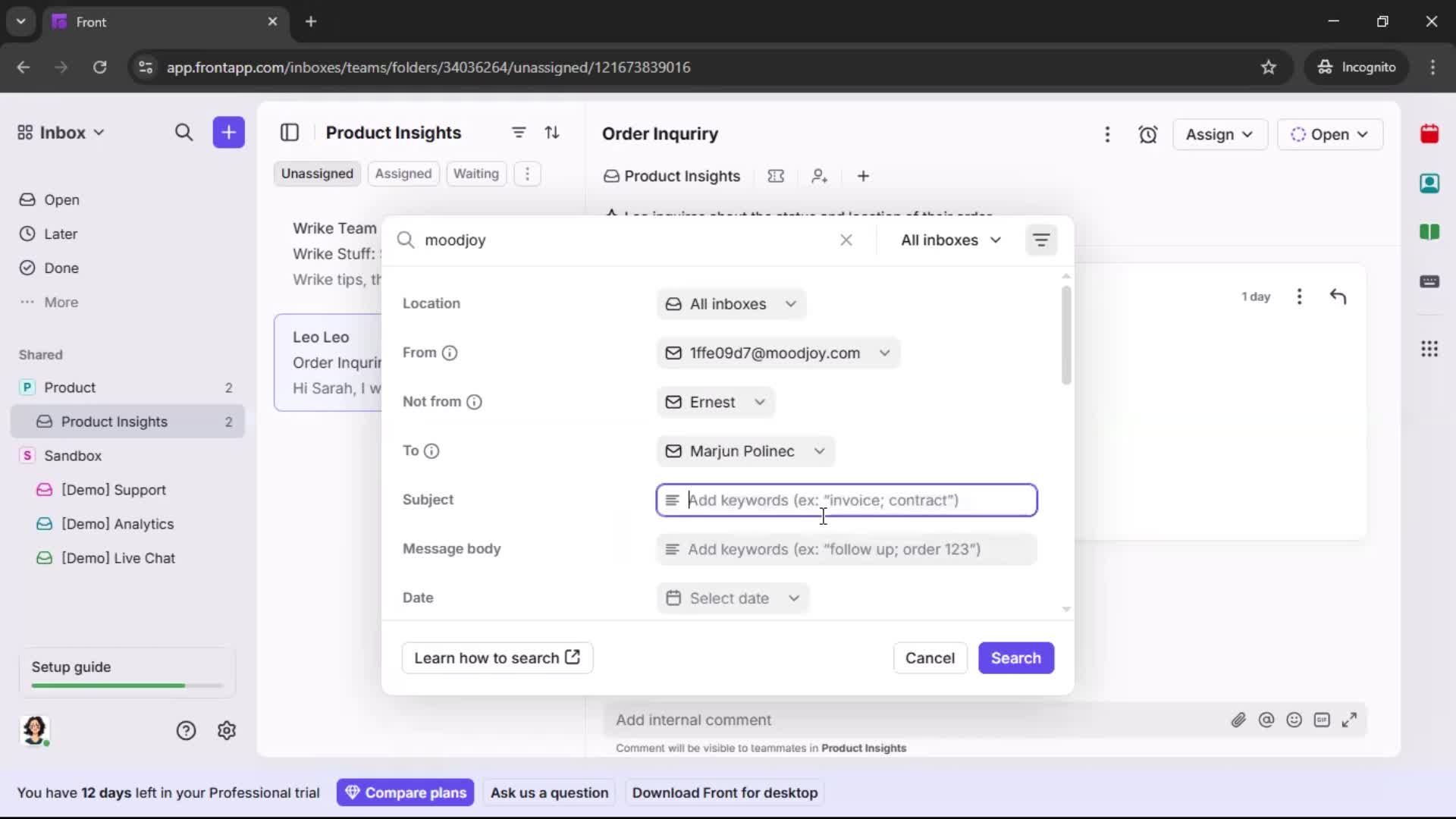 Searching screenshot