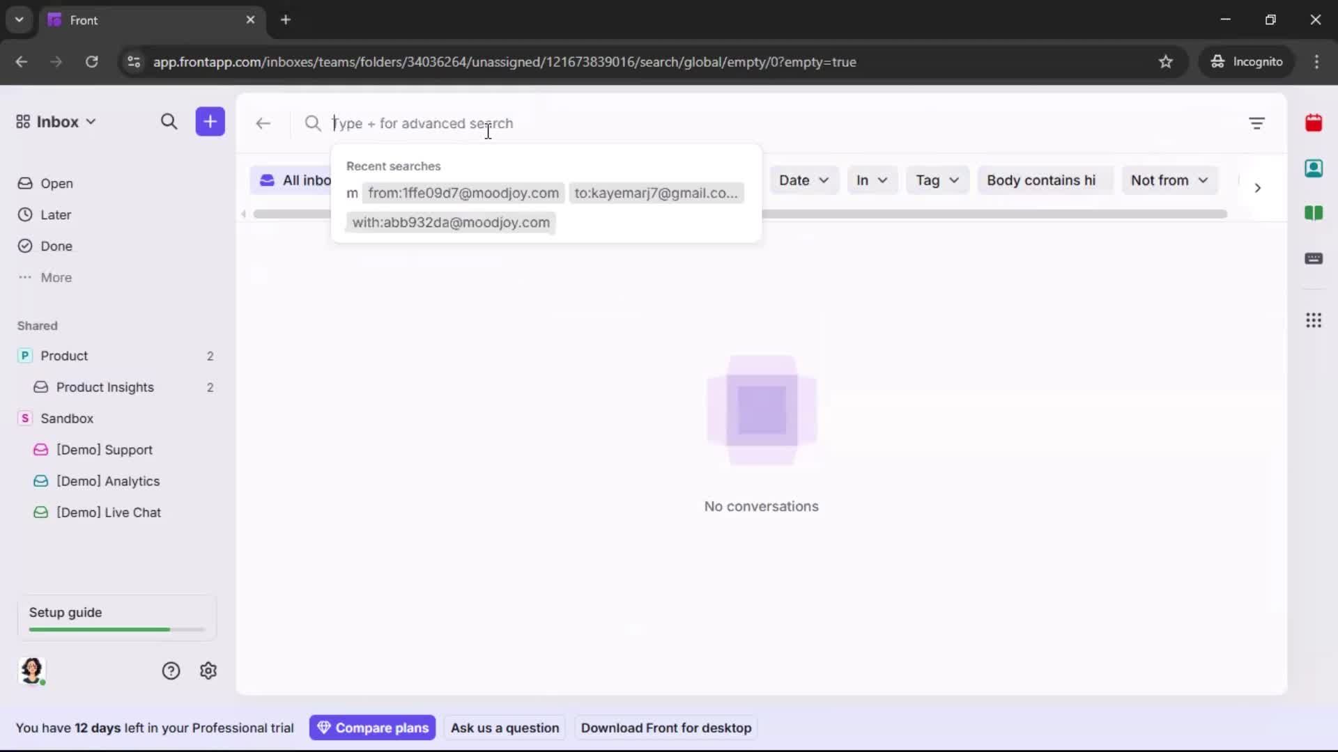 Searching screenshot