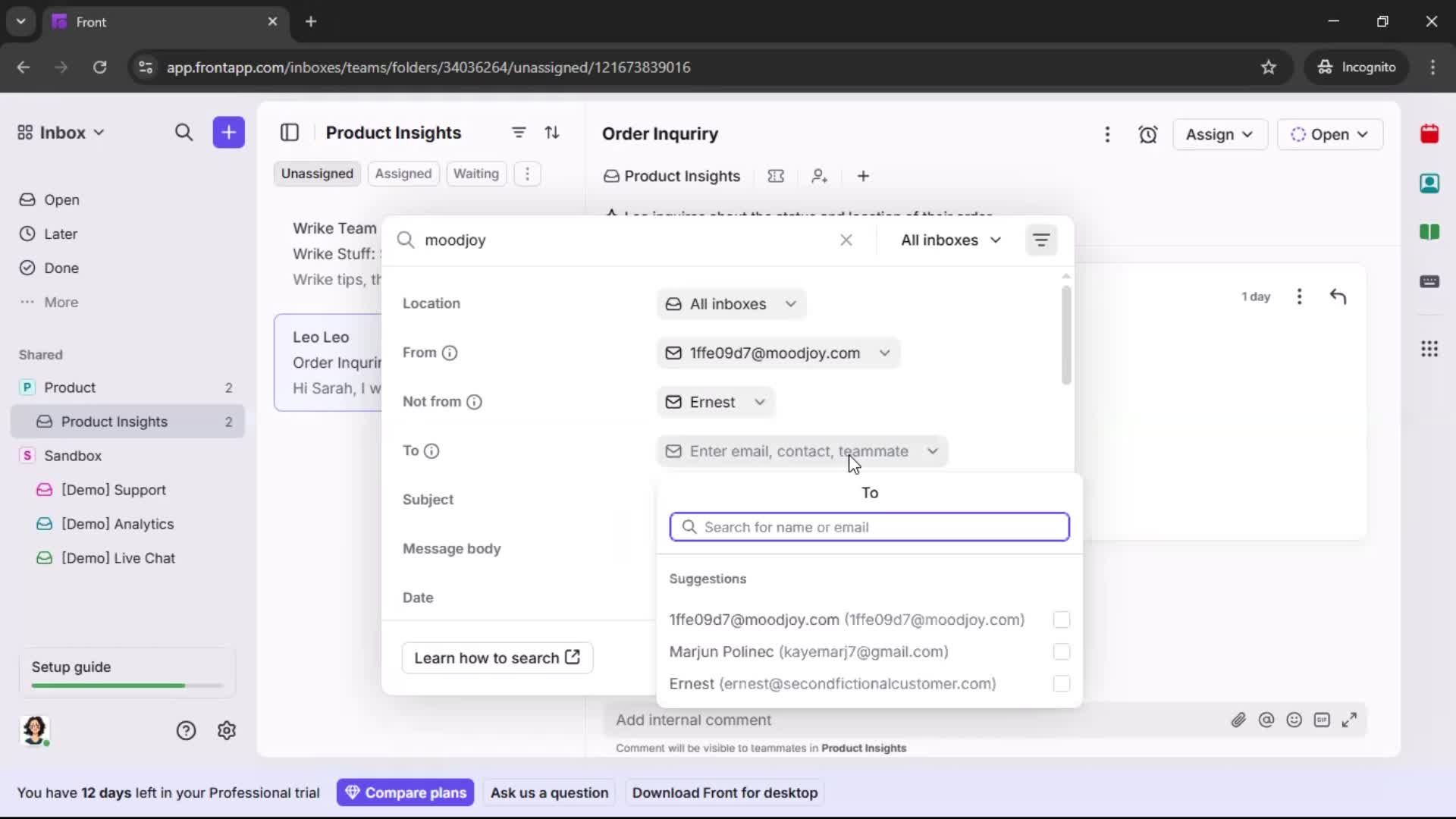 Searching screenshot