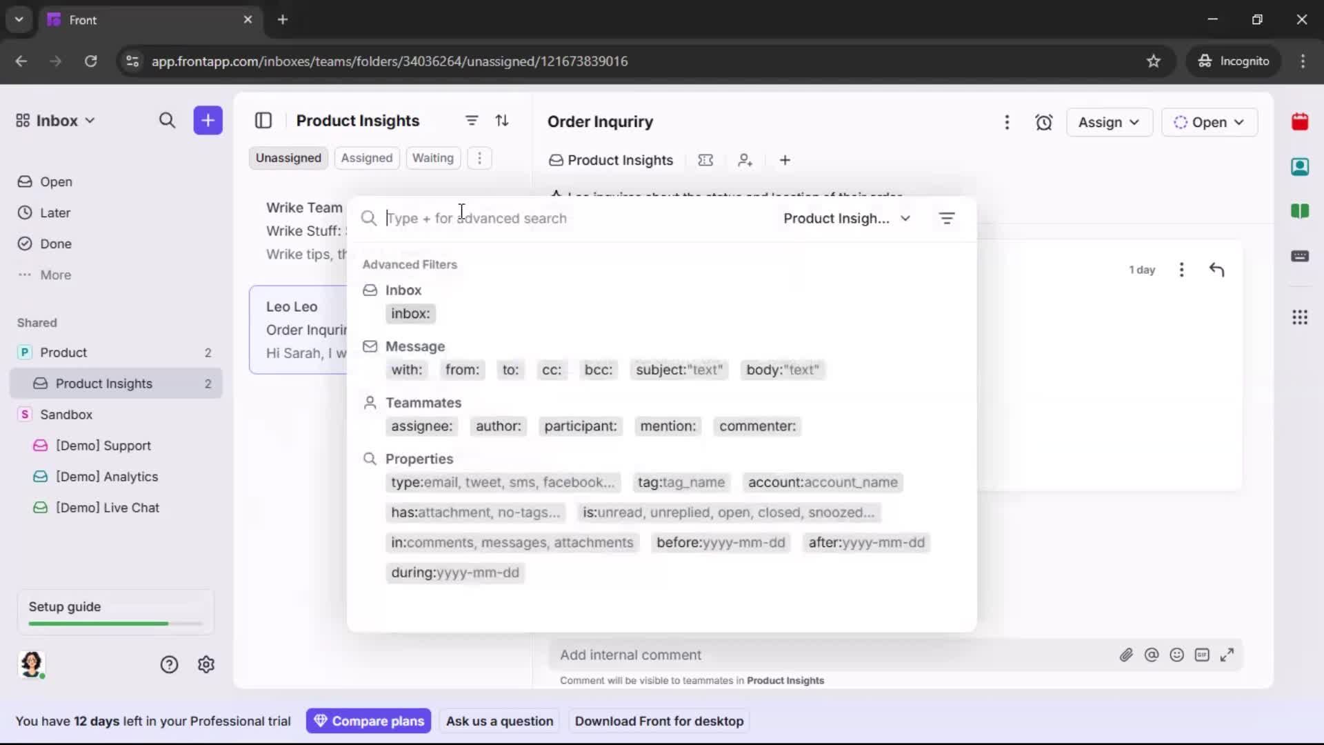 Searching screenshot