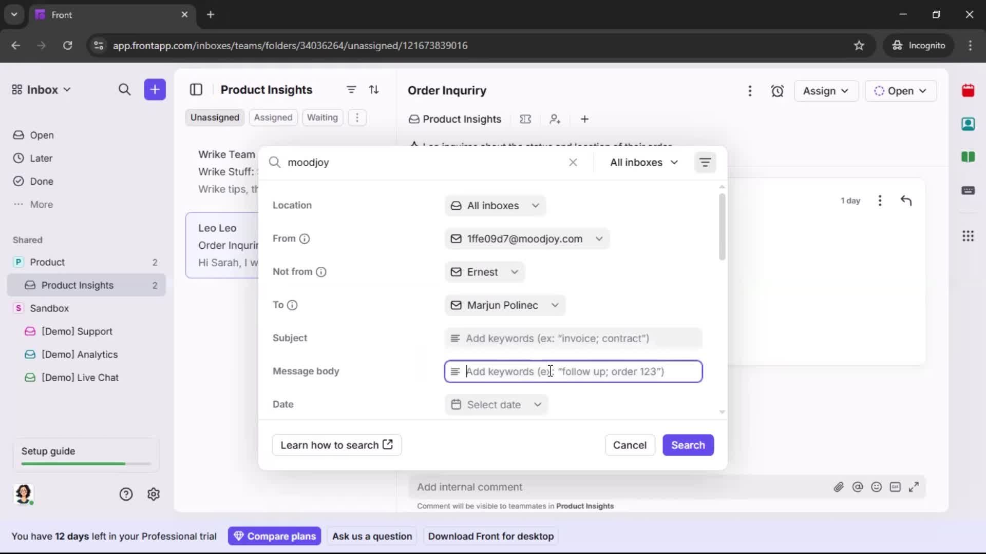 Searching screenshot