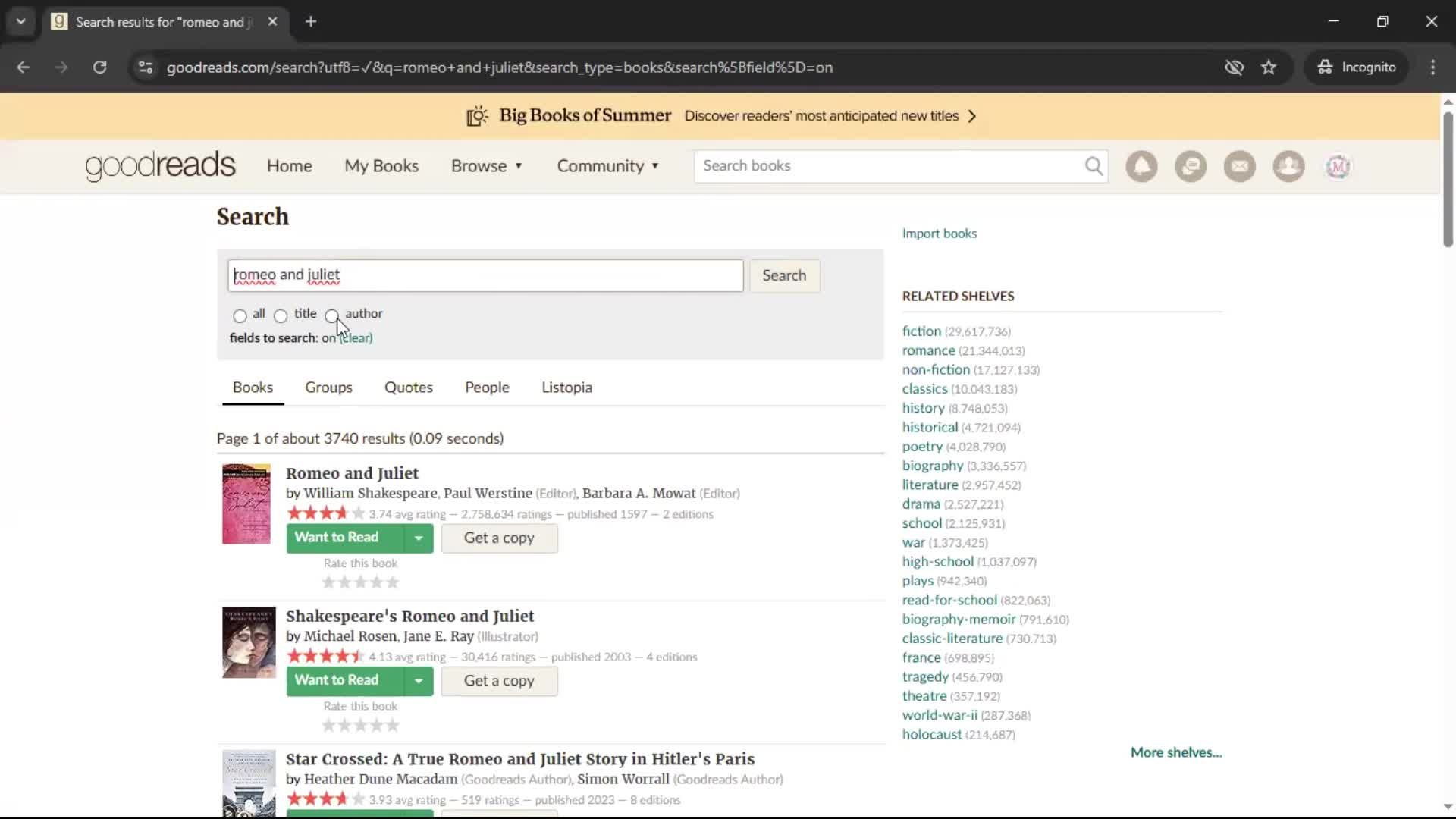 Searching screenshot