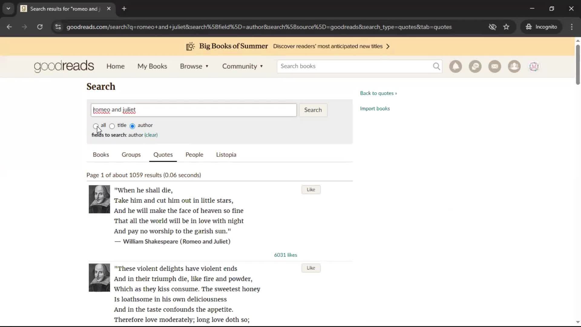 Searching screenshot