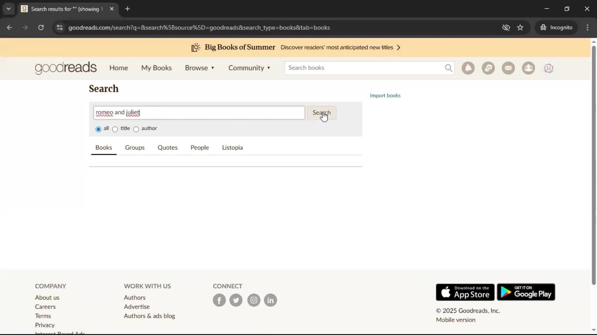 Searching screenshot