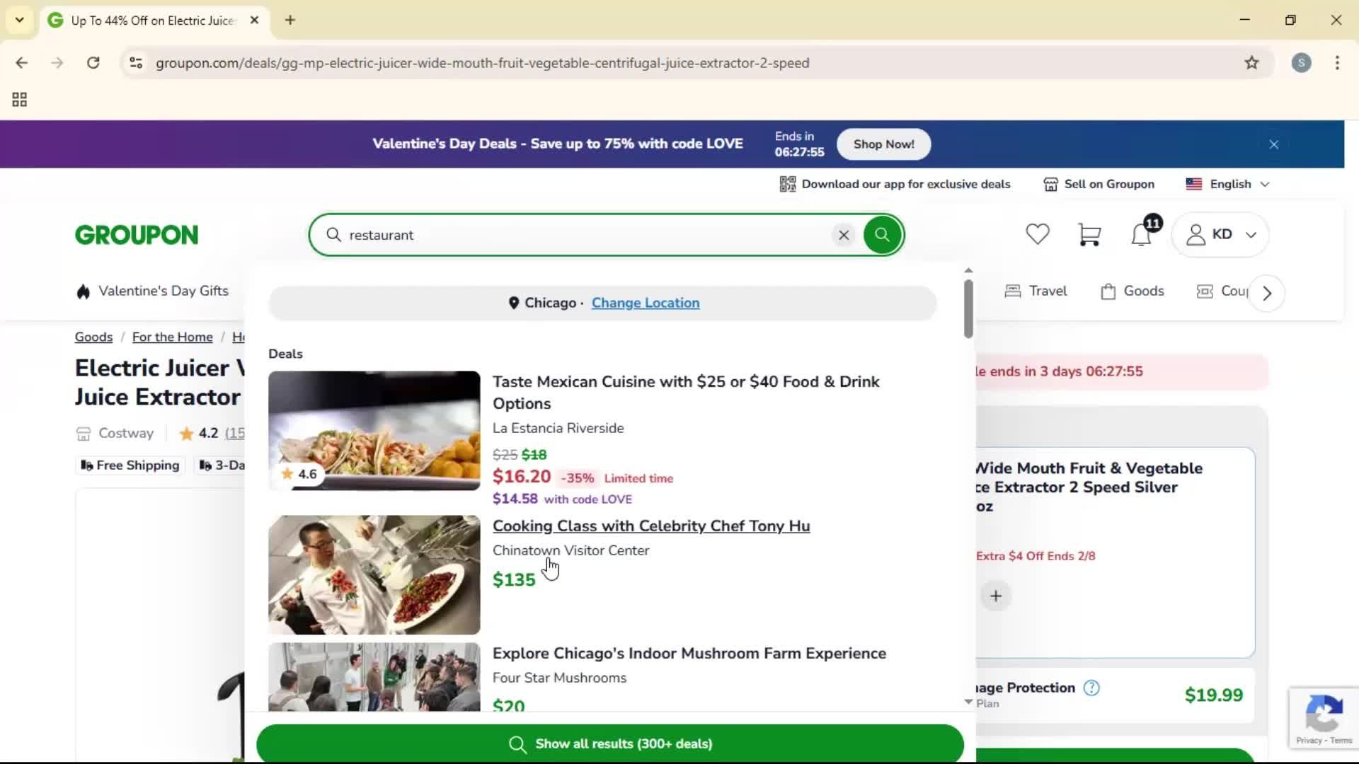 Searching screenshot