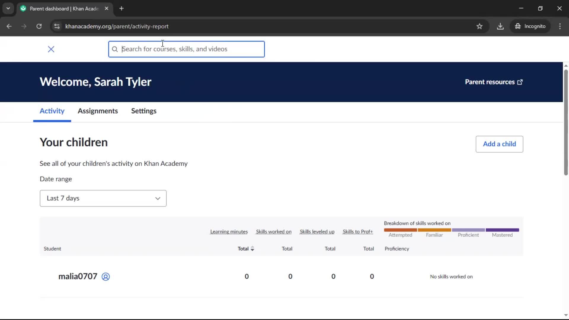 Searching screenshot