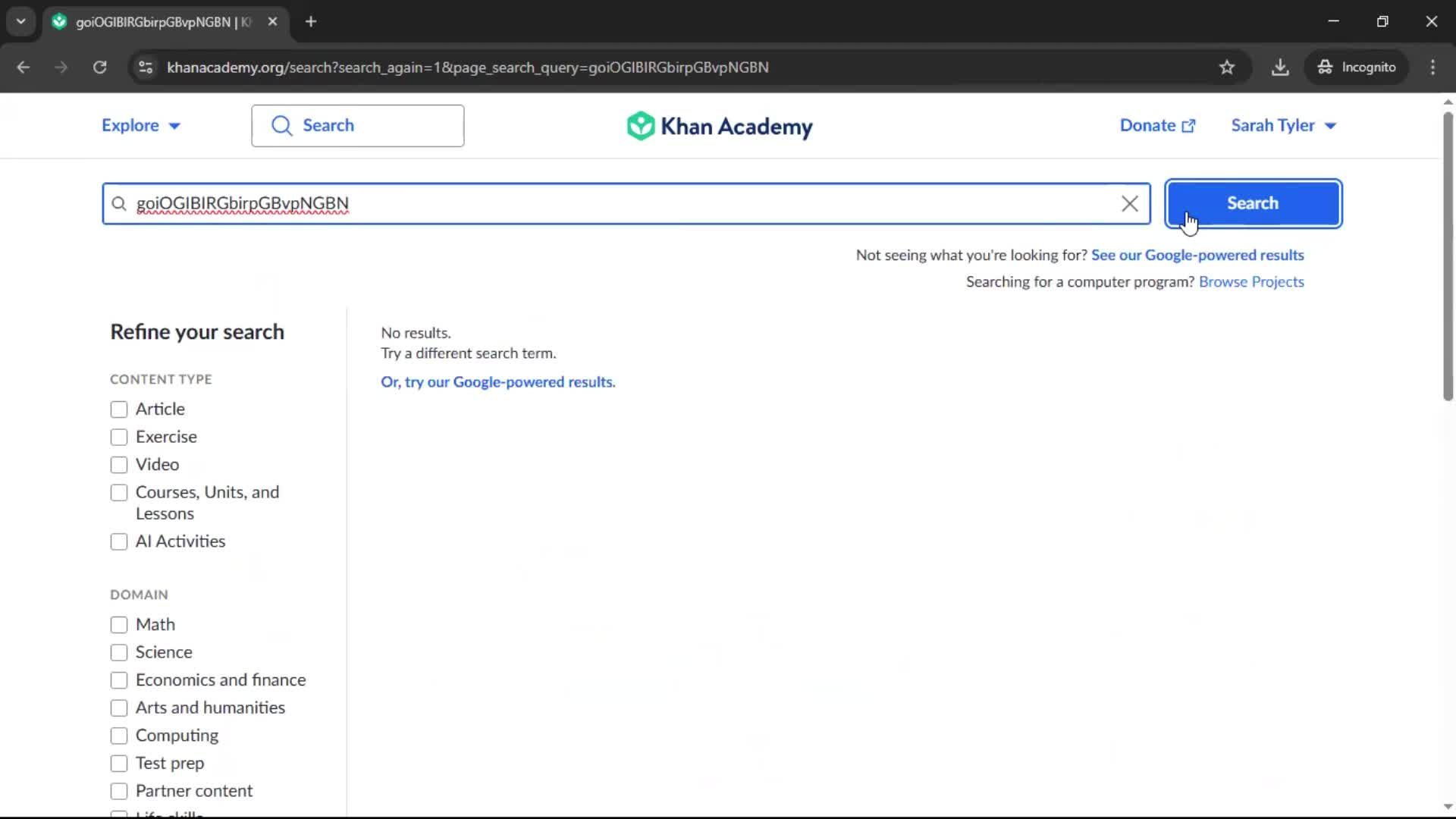 Searching screenshot
