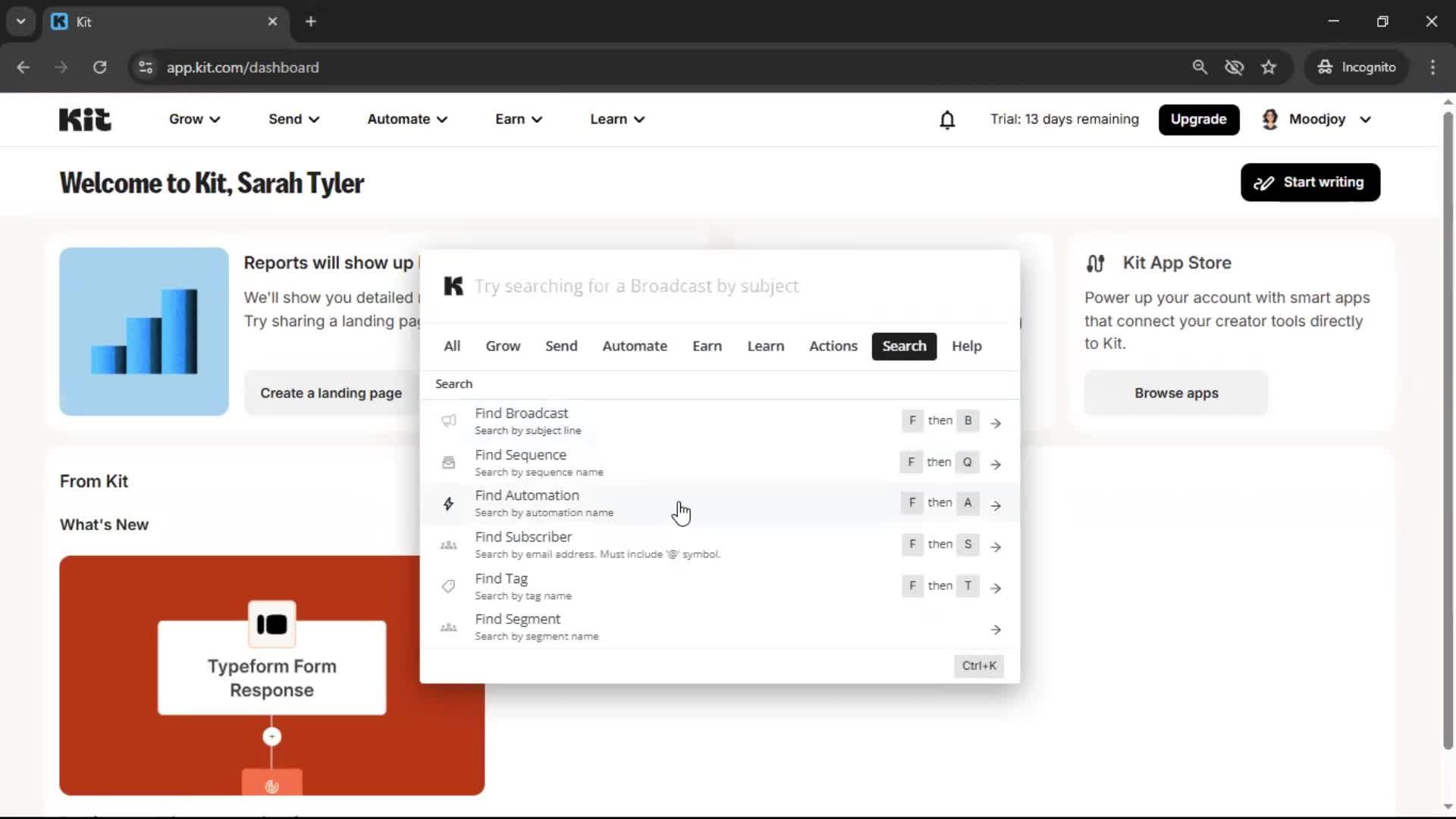 Searching screenshot