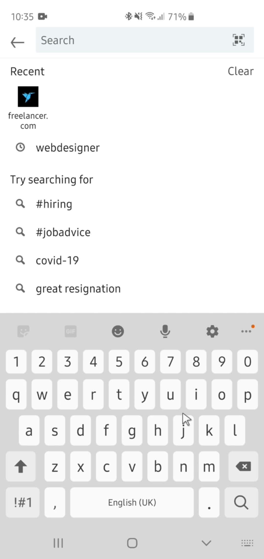 Searching screenshot